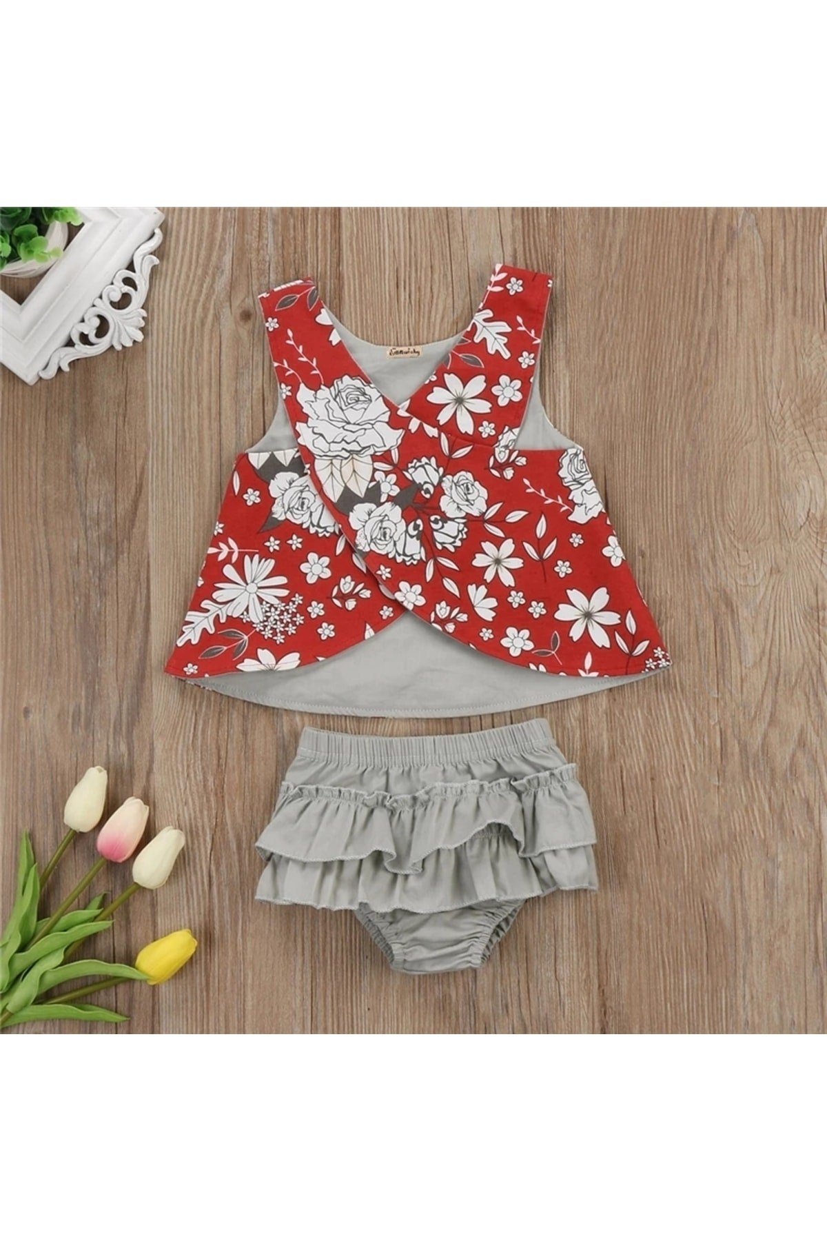 Kız Bebek Yaz Modası Çapraz Askılı Ikili Set