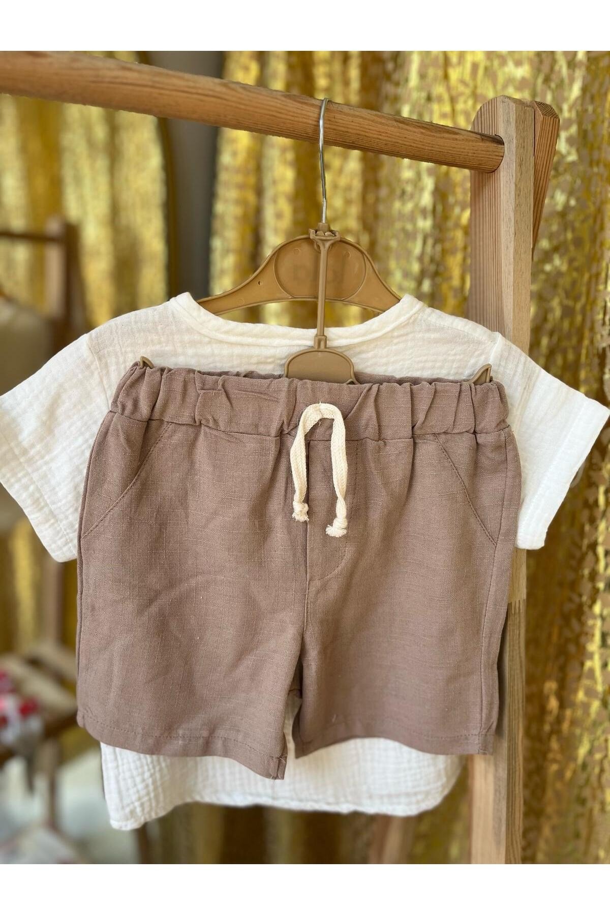 muslin kısa kollu bebe takım