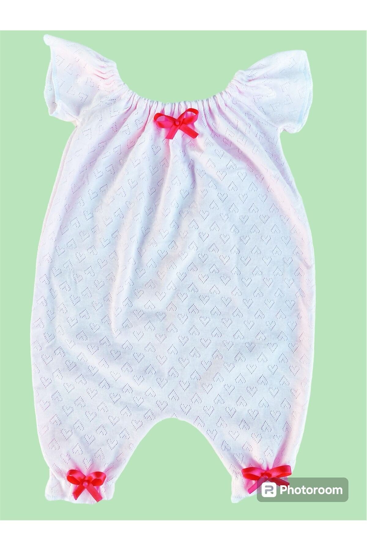 organik % 100 pamuklu pembe lastikli bebek tulumu