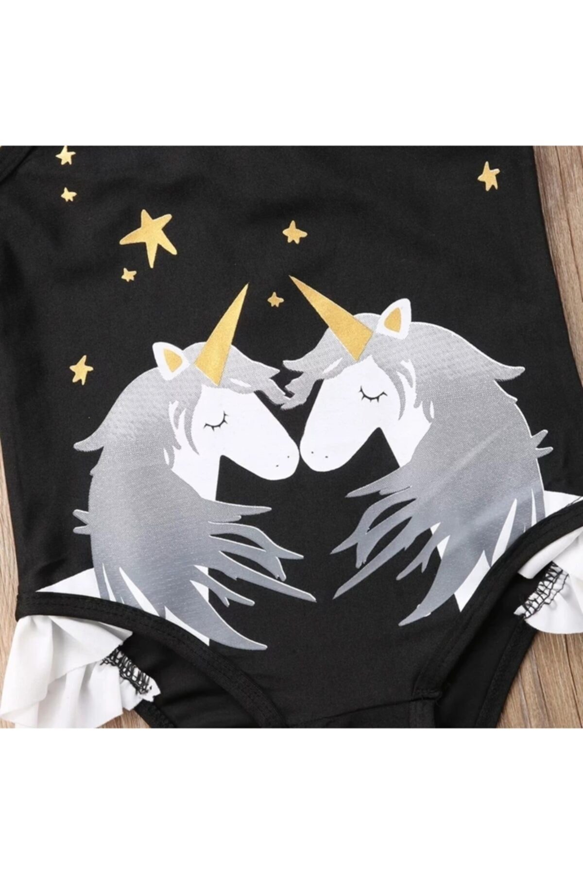 Unicorn Desenli Kız Çocuk Mayo