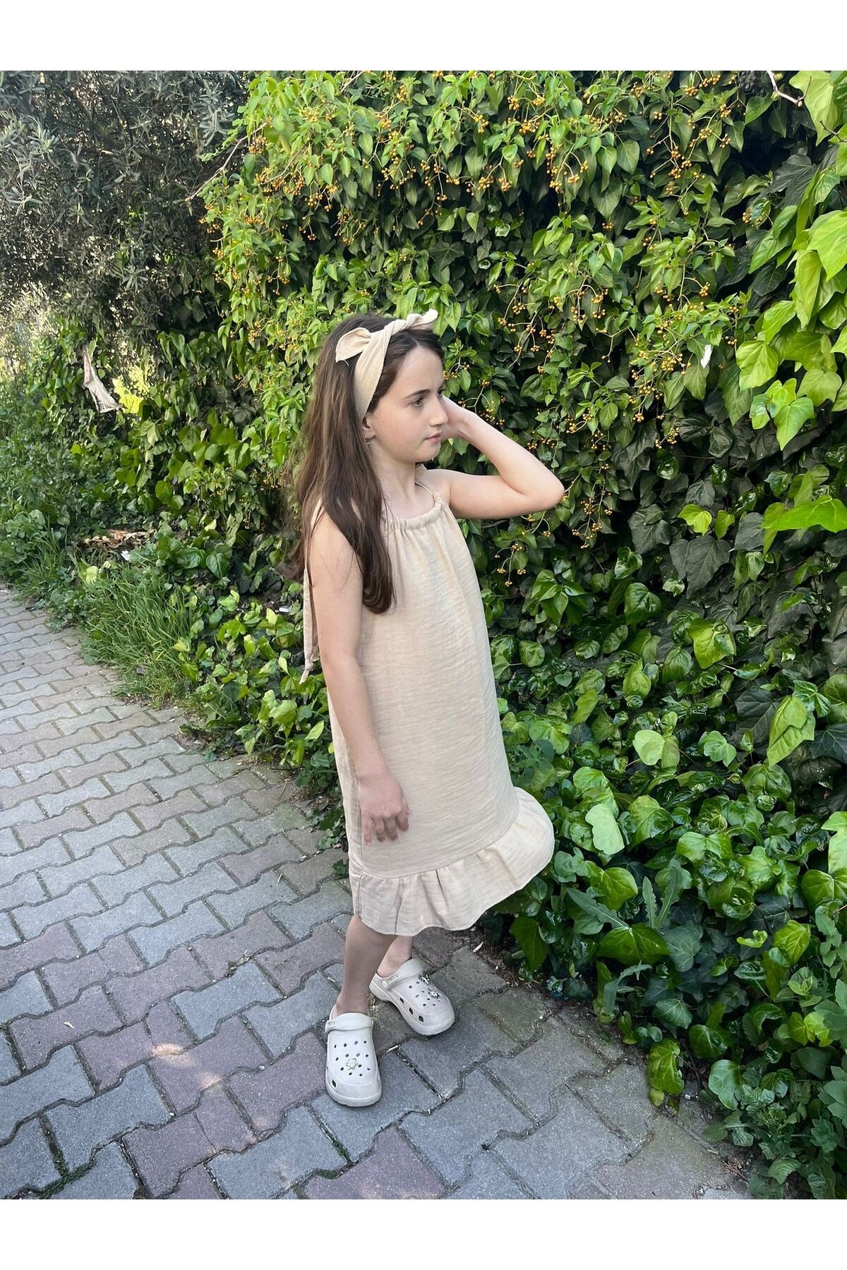 yazlık müslin ip askılı elbise
