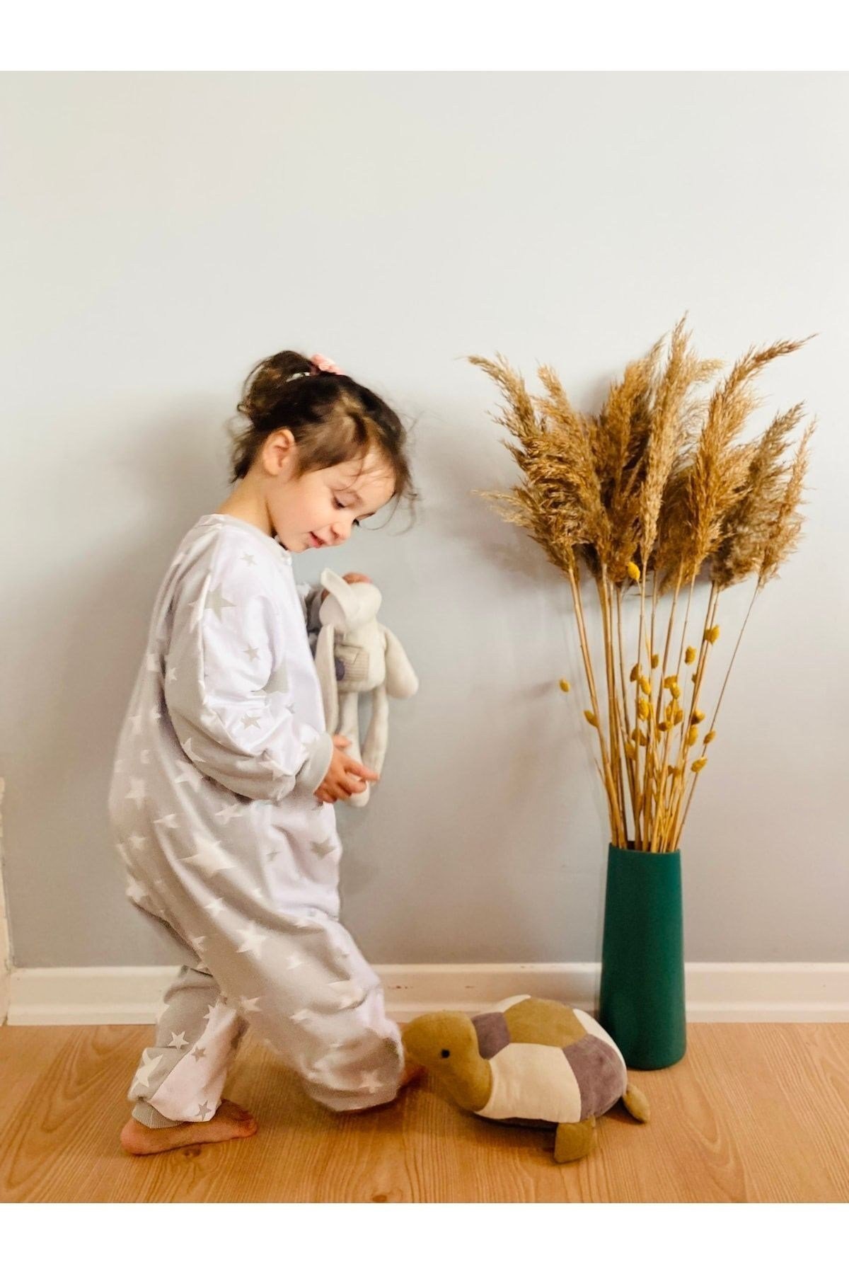Yeni Şalvar Model %100 Organik Pamuk Penye 0,5 Tog Antialerjik Yıldız Desenli Elyafsız Uyku Tulumu