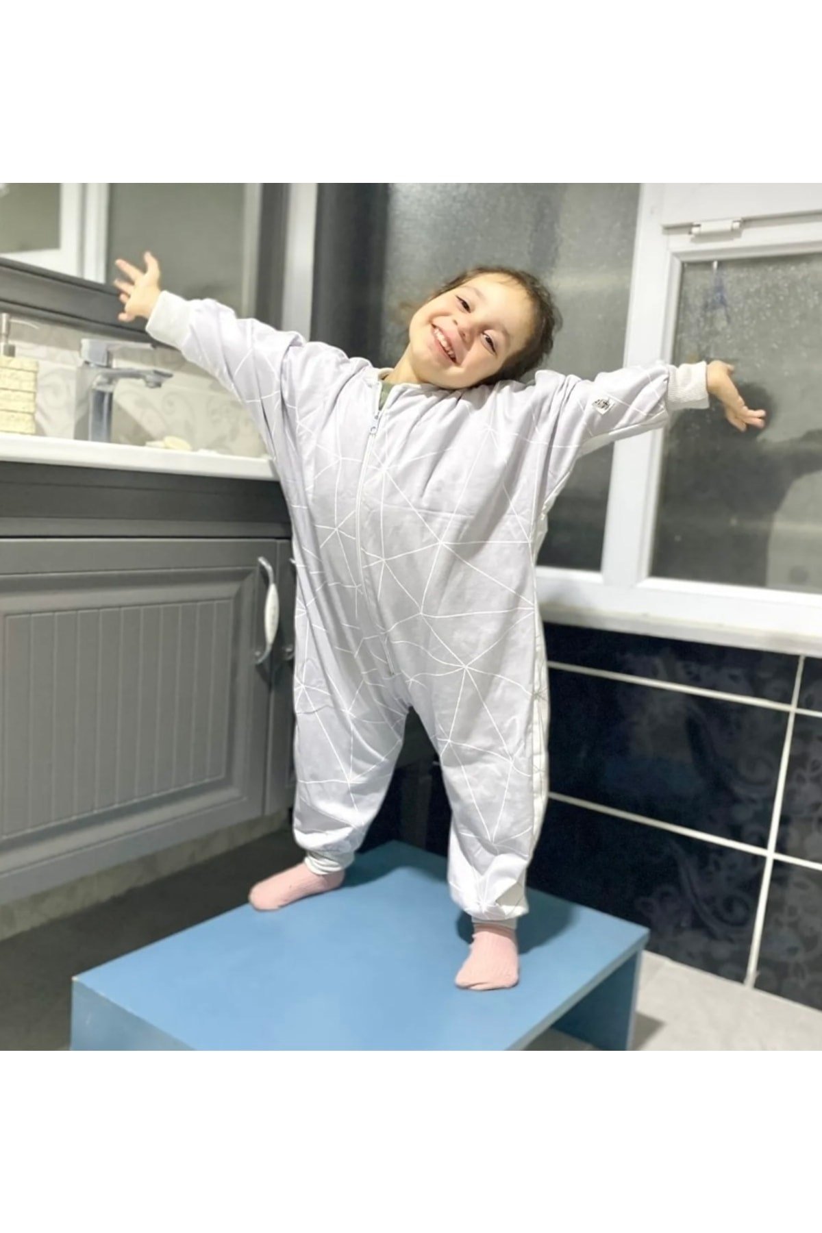 Yeni Şalvar Model %100 Organik Pamuk Penye 0,5tog Antialerjik Geometrik Desenli Elyafsız Uyku Tulumu