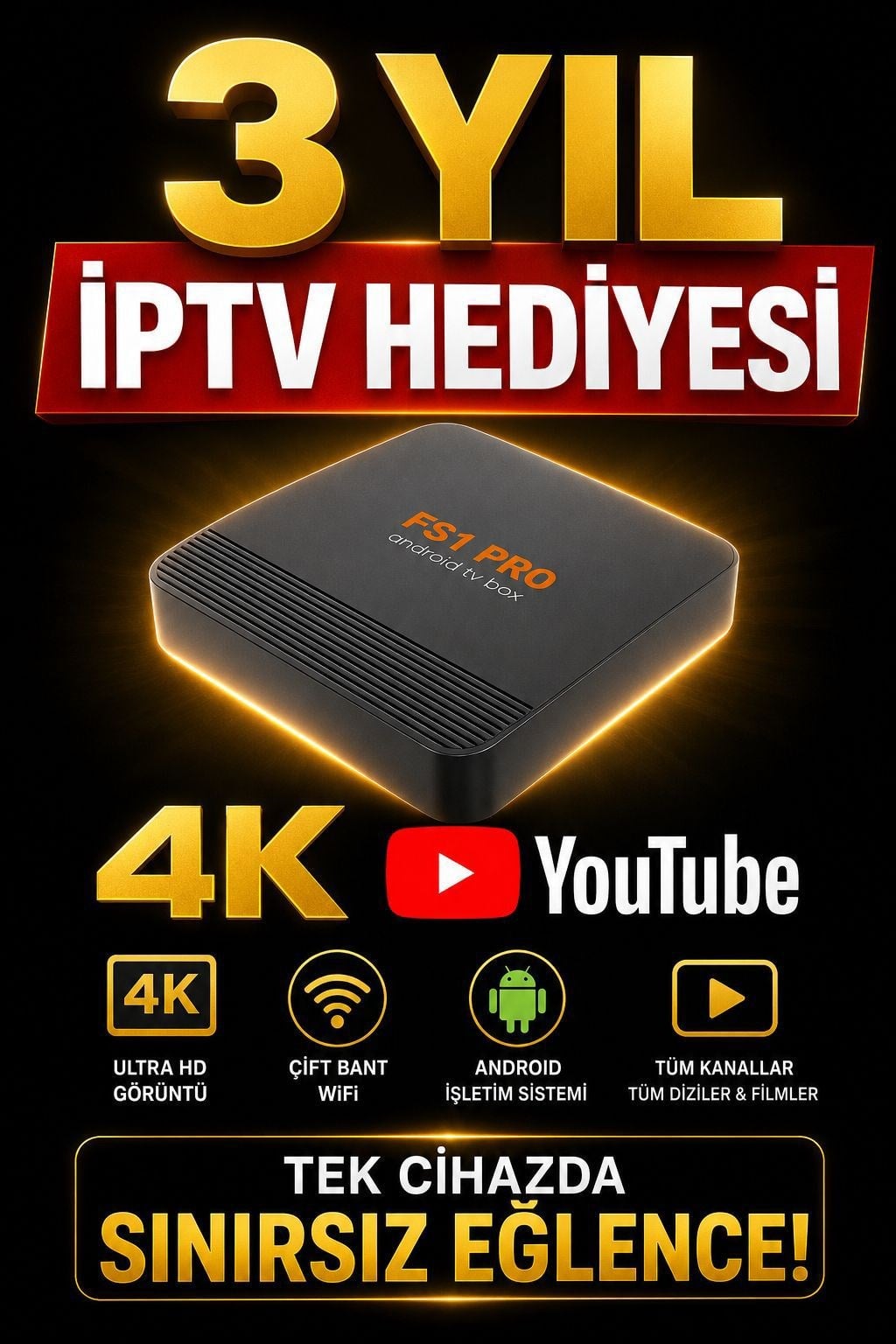 3 YIL İPTV FS1PRO TV BOX