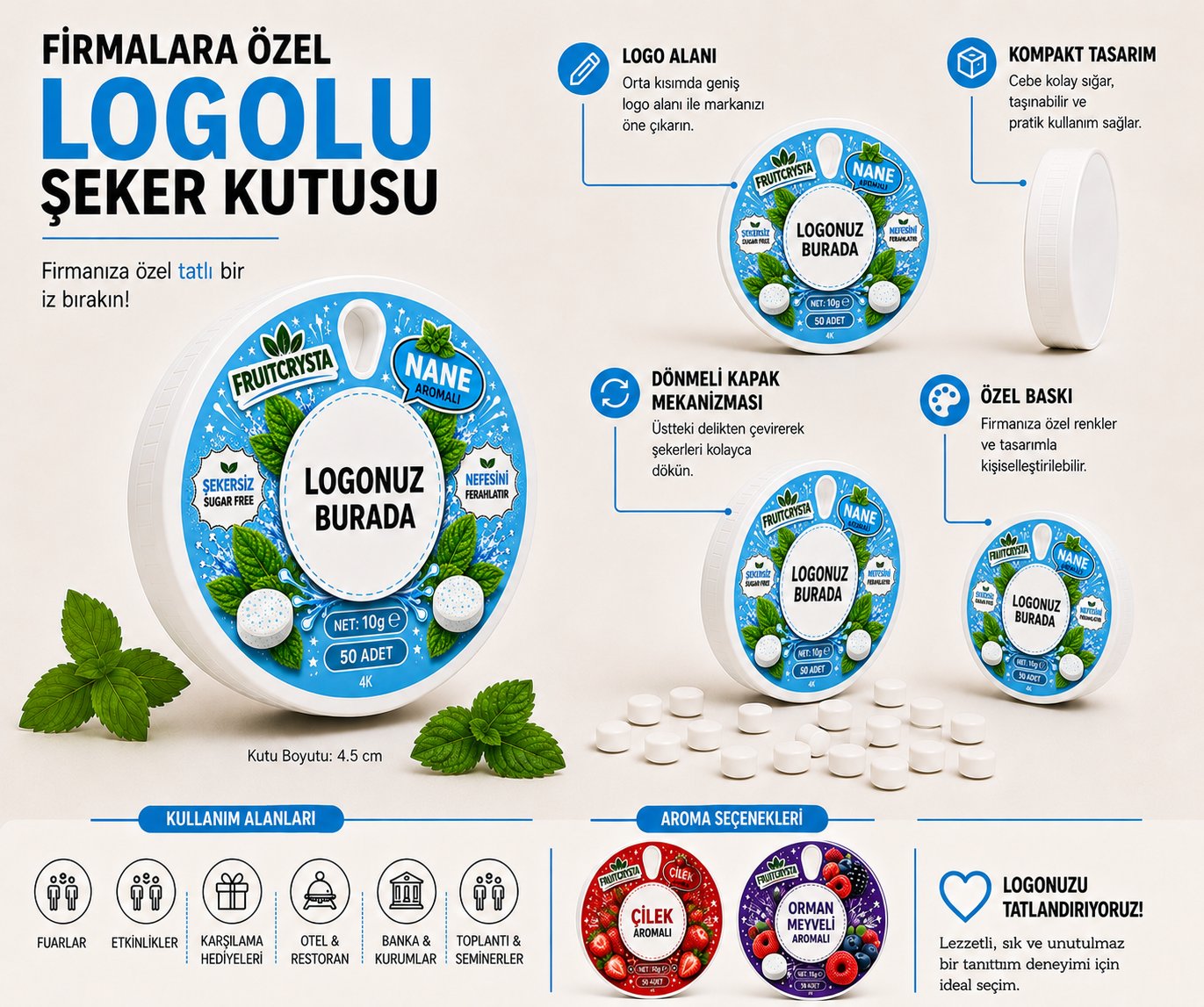 Logolu Naneli Kutu Şeker