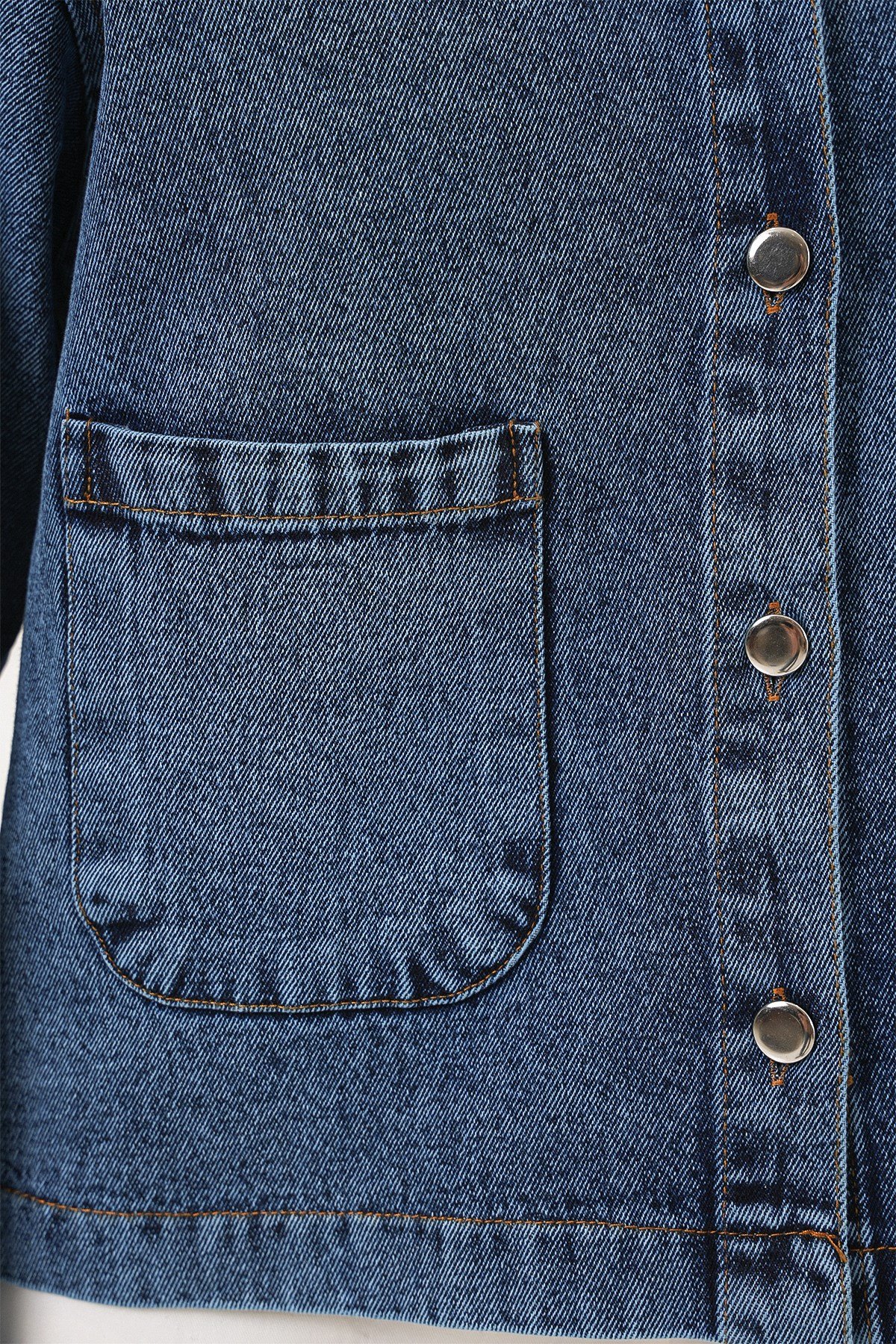 Kadın Çift Cepli Denim Ceket 0731 - Lacivert