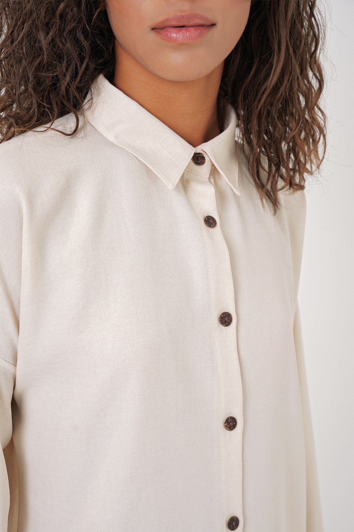 Kadın Ekru Oversize Keten Alt Üst Takım 6622