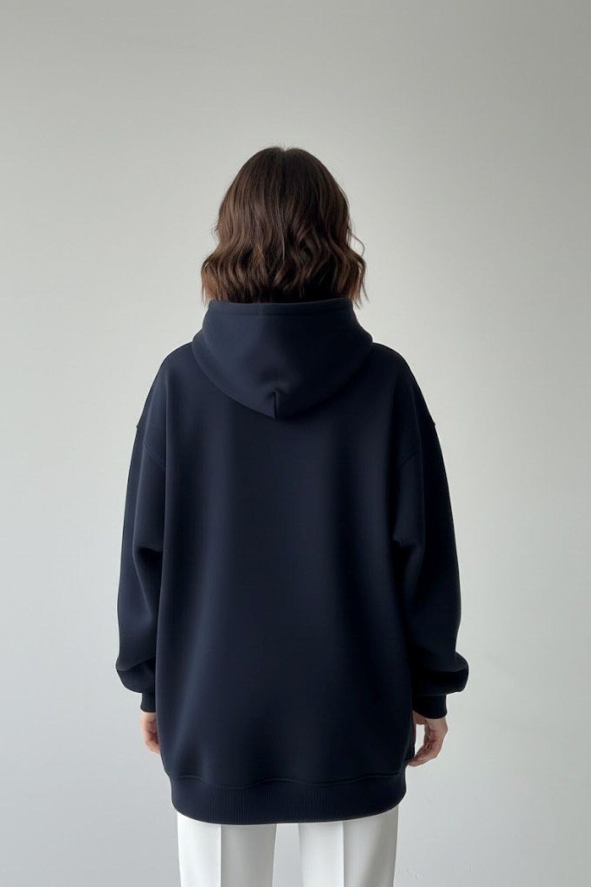Oversize Kapüşonlu Sweatshirt - Lacivert