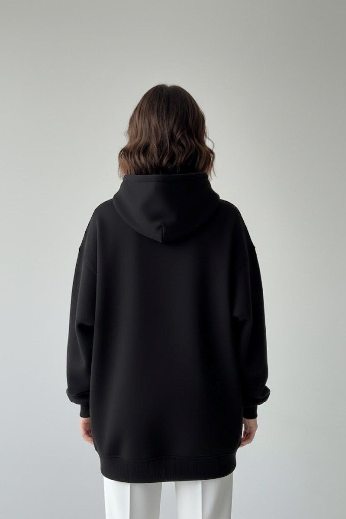 Oversize Kapüşonlu Sweatshirt - Siyah