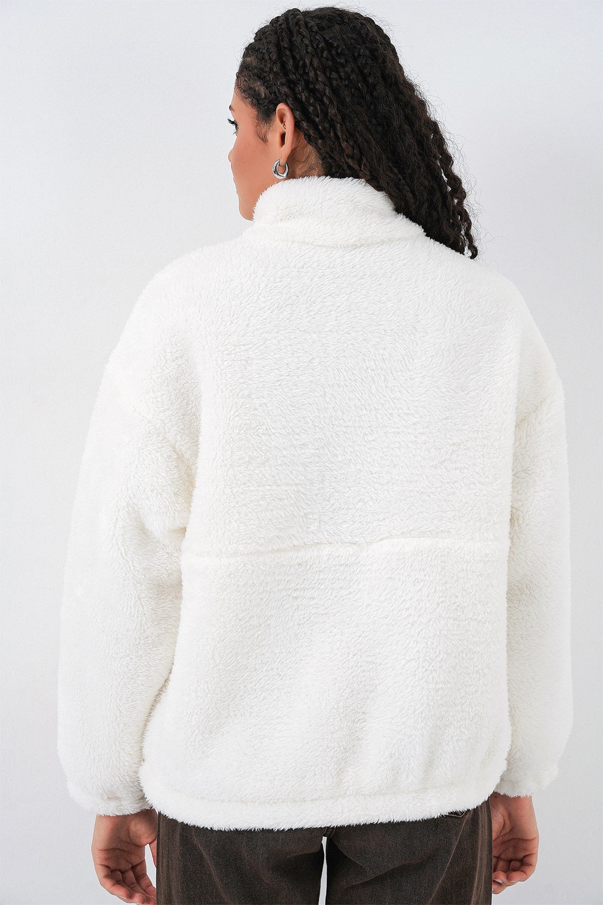 Peluş Ekru Kadın Ceket 5194