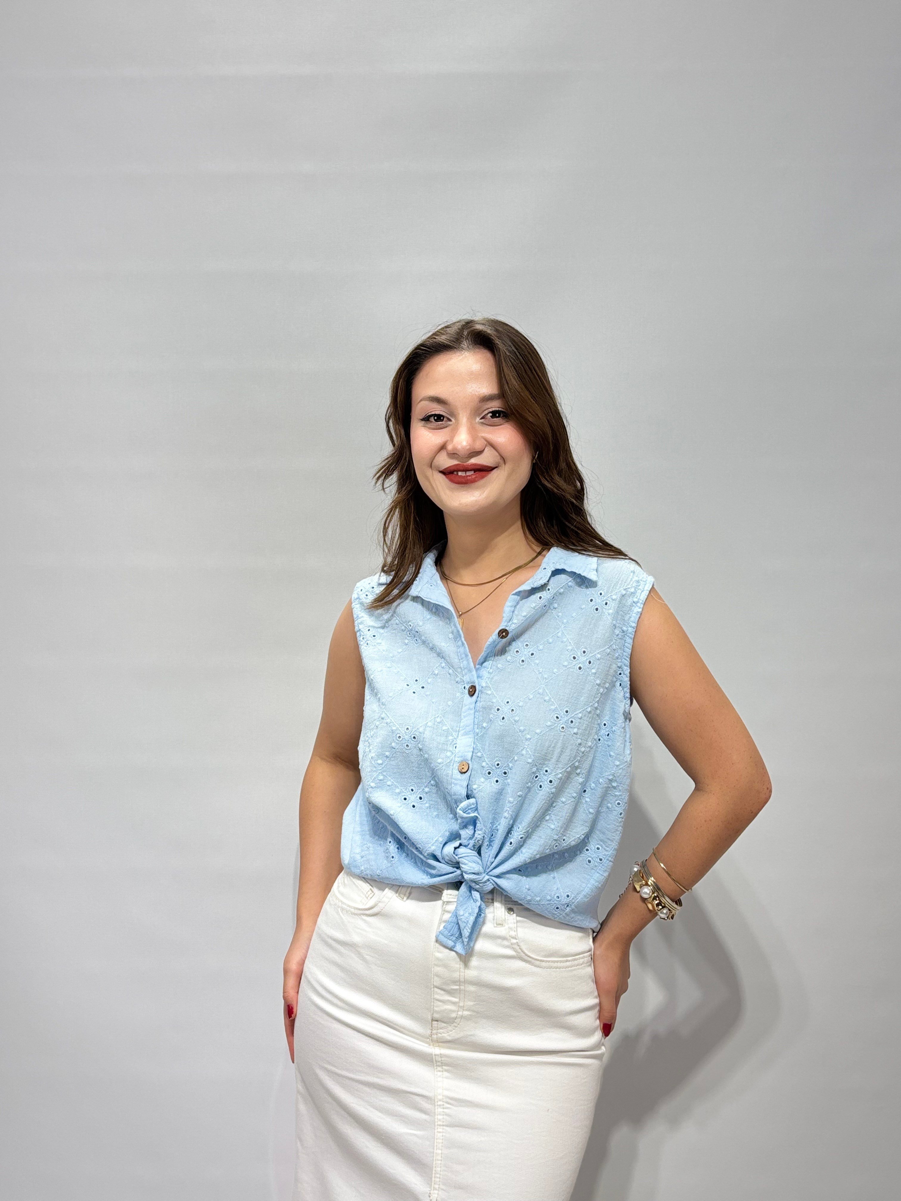 Bebe Mavisi İtalyan Askılı Gömlek