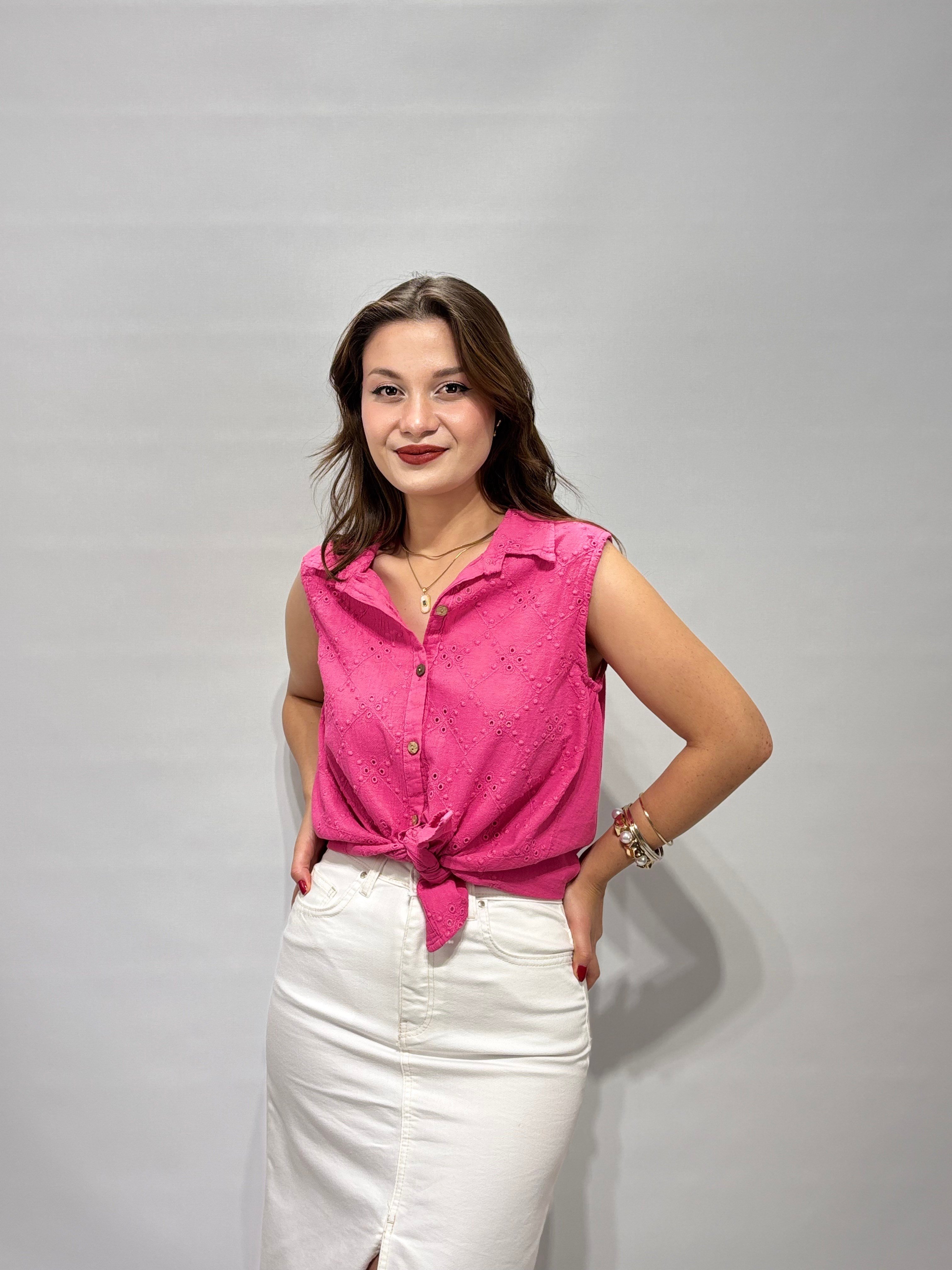 Fuşya Pembe İtalyan Askılı Gömlek