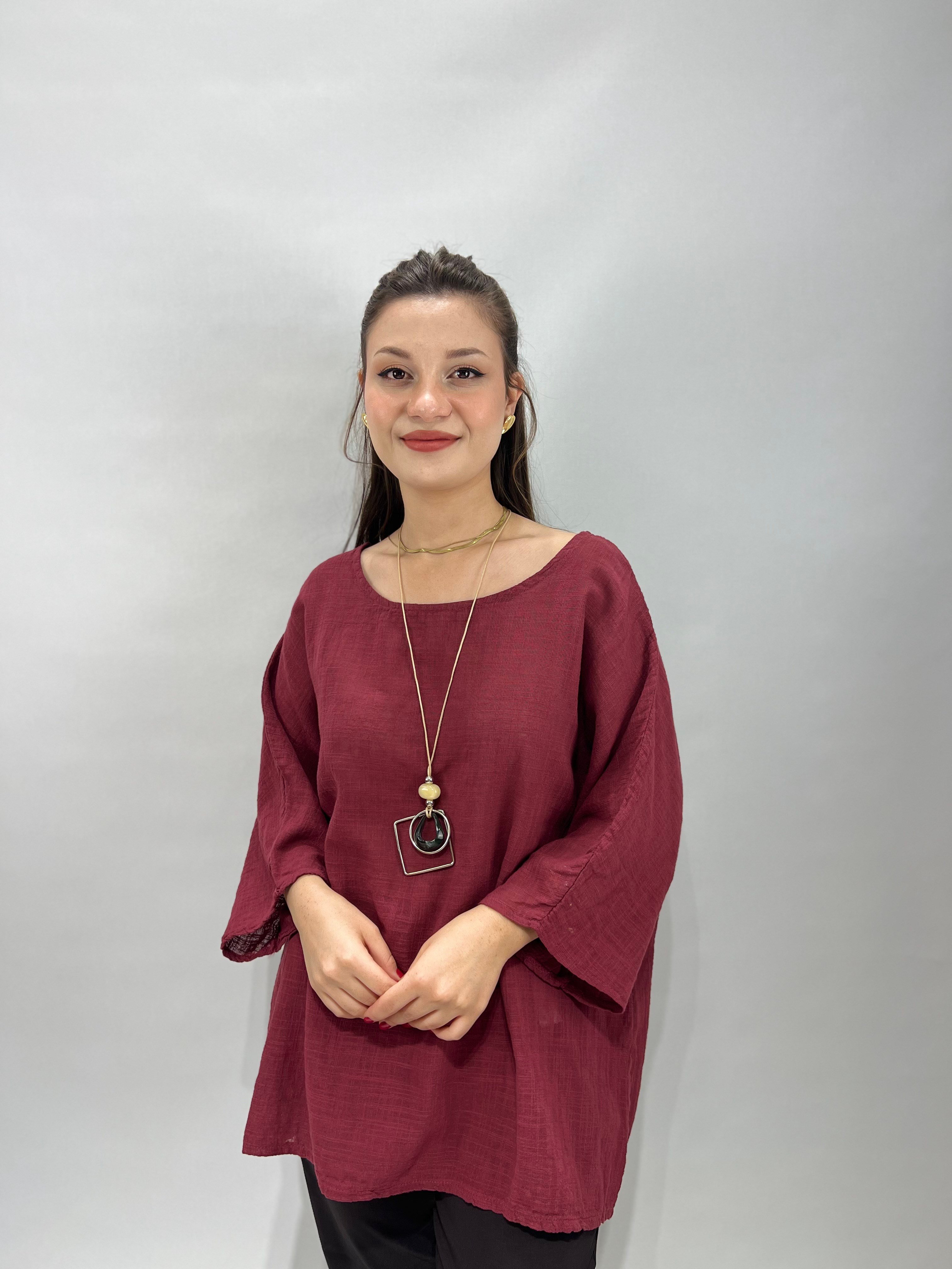 Kaprikol Keten Bluz BORDO