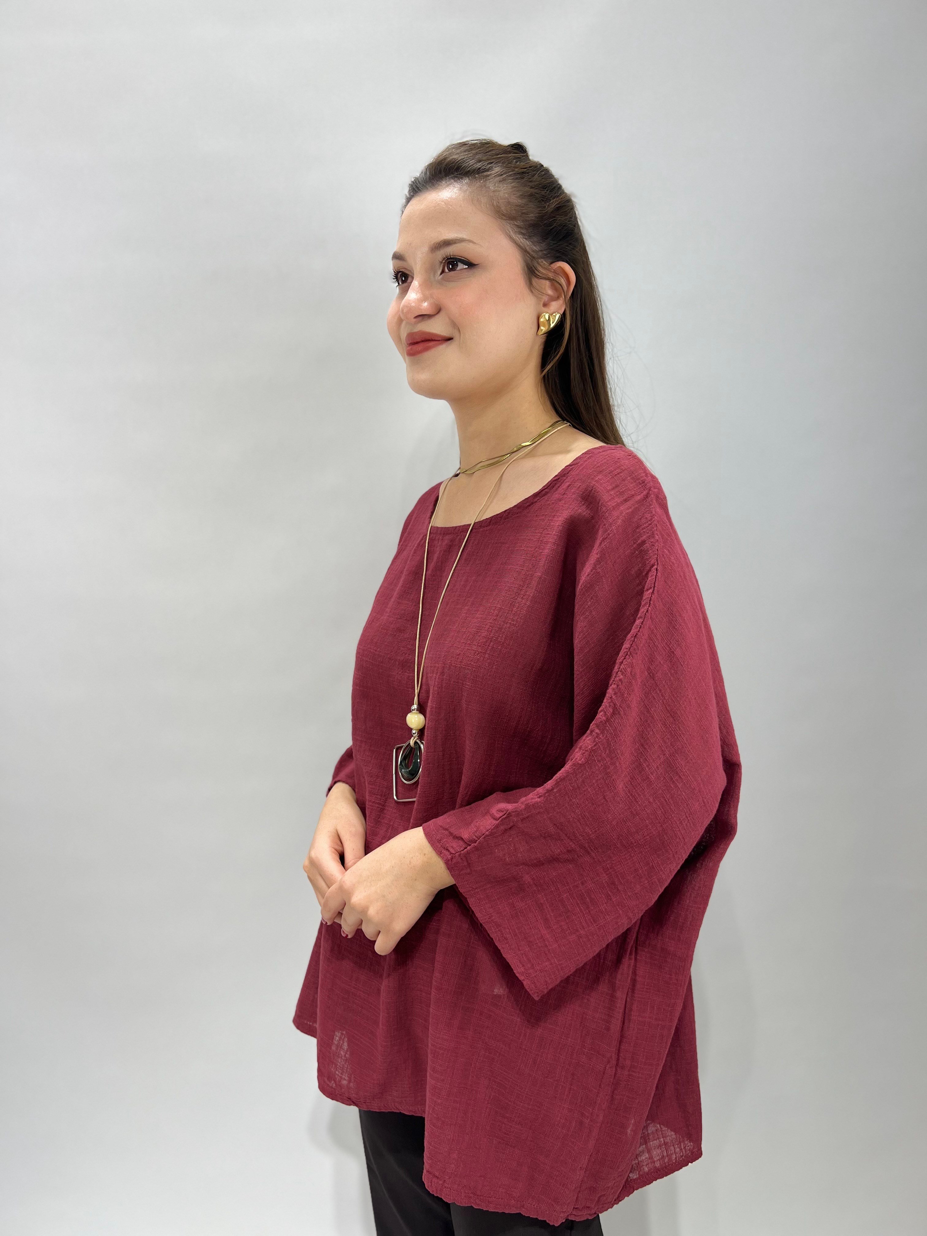 Kaprikol Keten Bluz BORDO