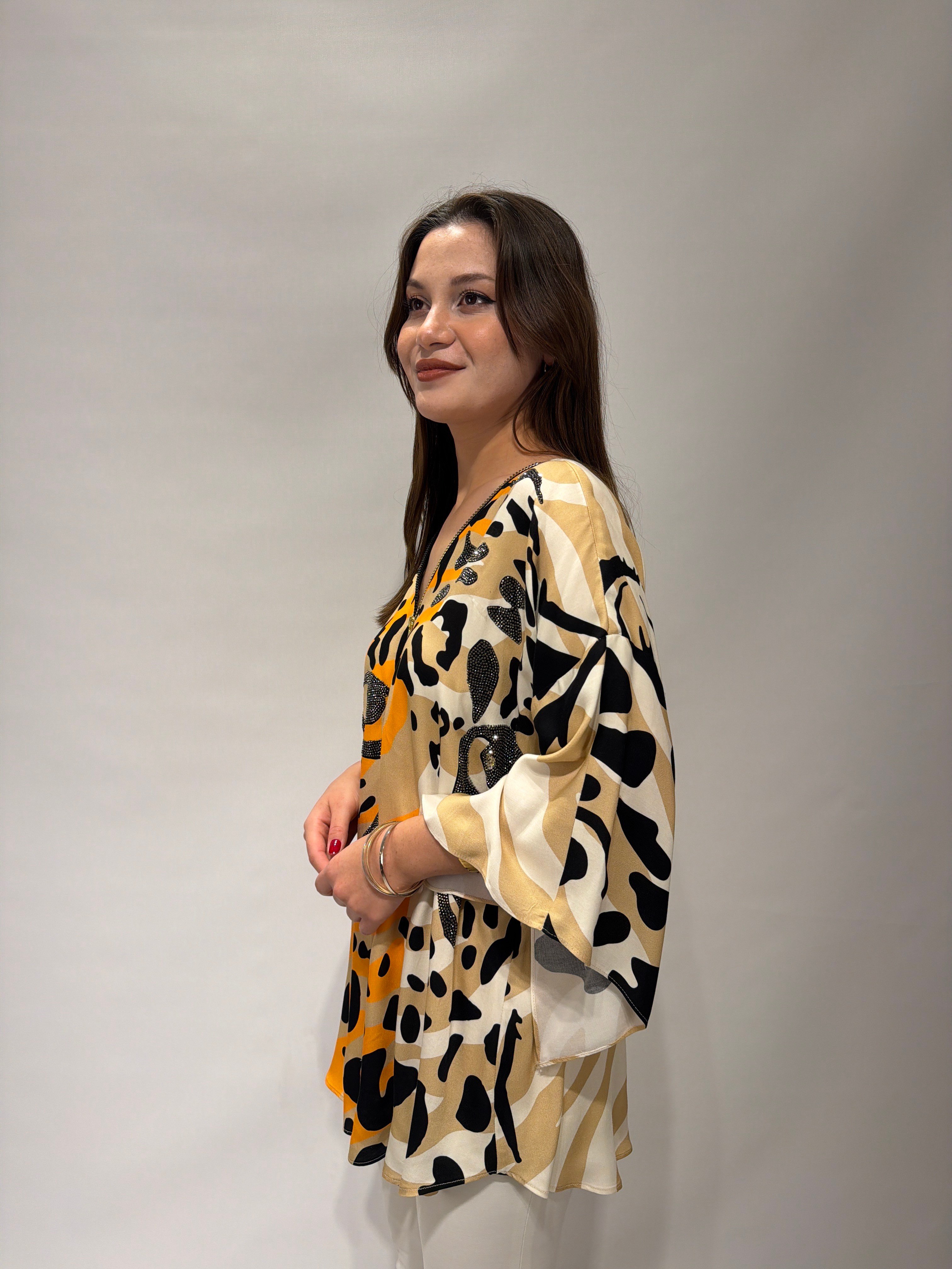 Leoparlı Fermuarlı Gömlek