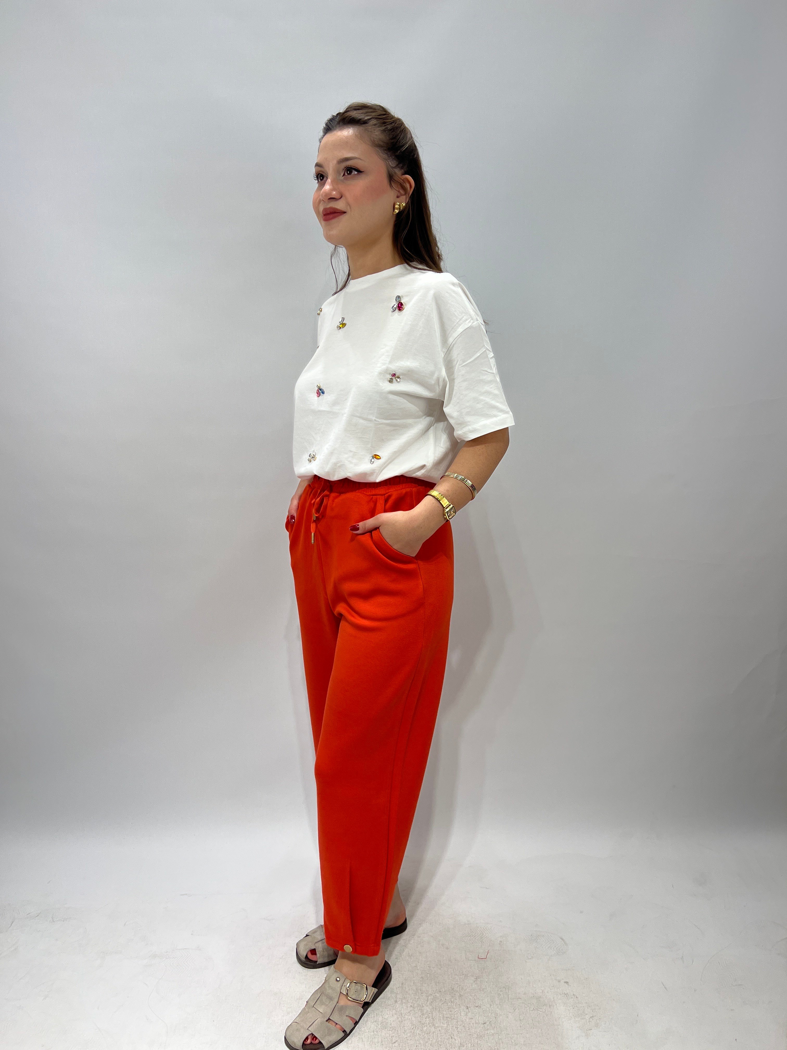 Mercan Düğmeli Pantolon Eşofman