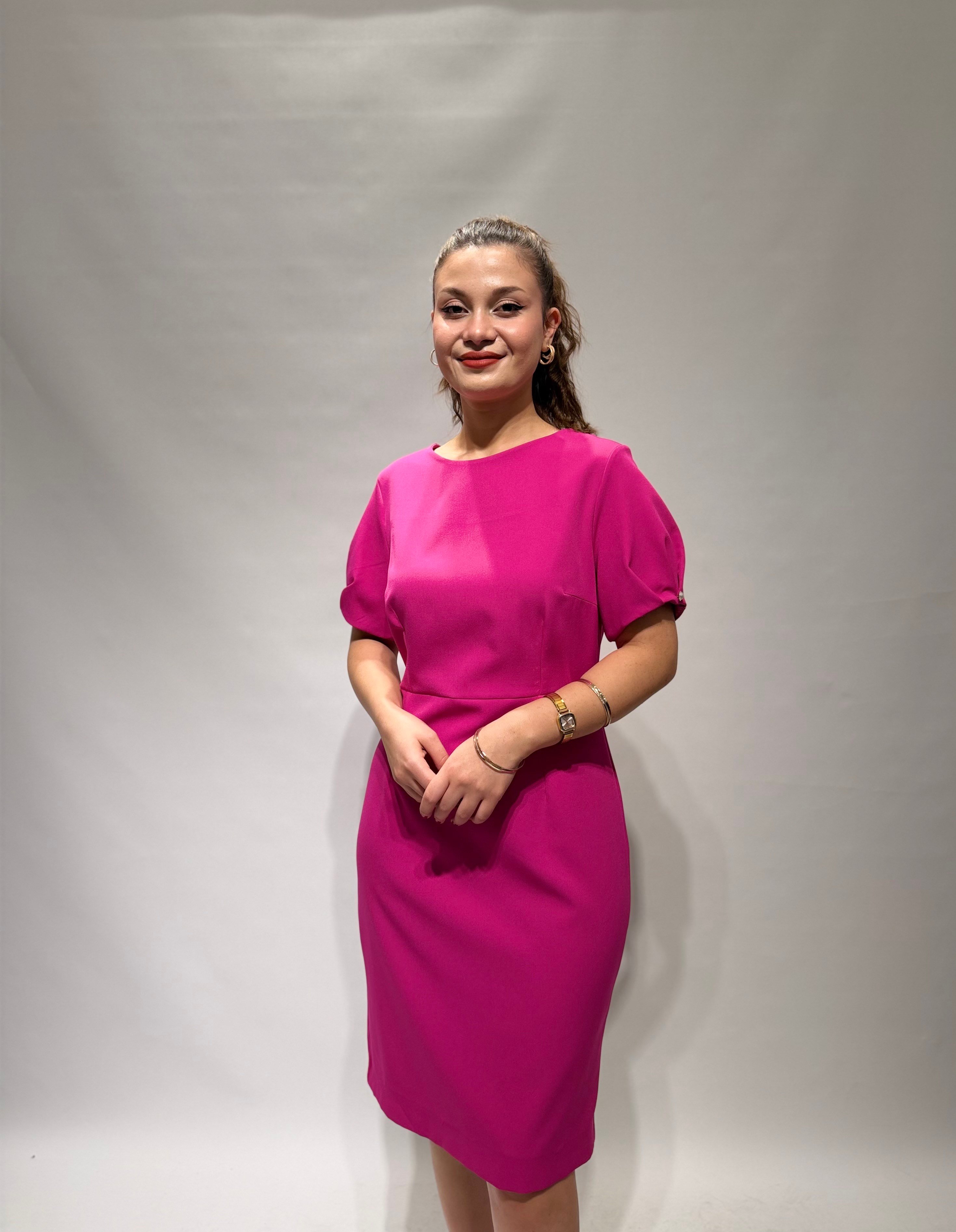 Pembe Basic Kısa Abiye