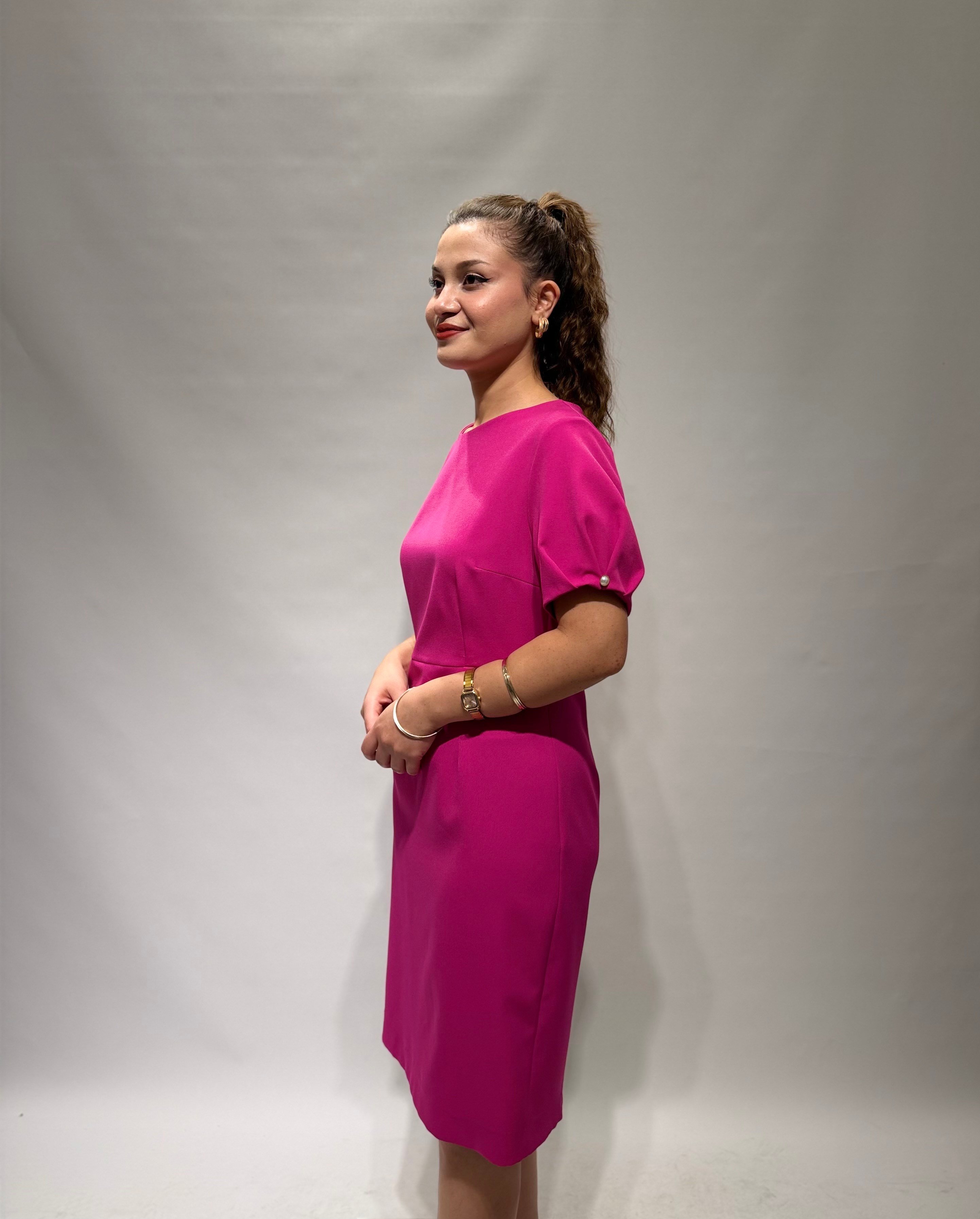Pembe Basic Kısa Abiye