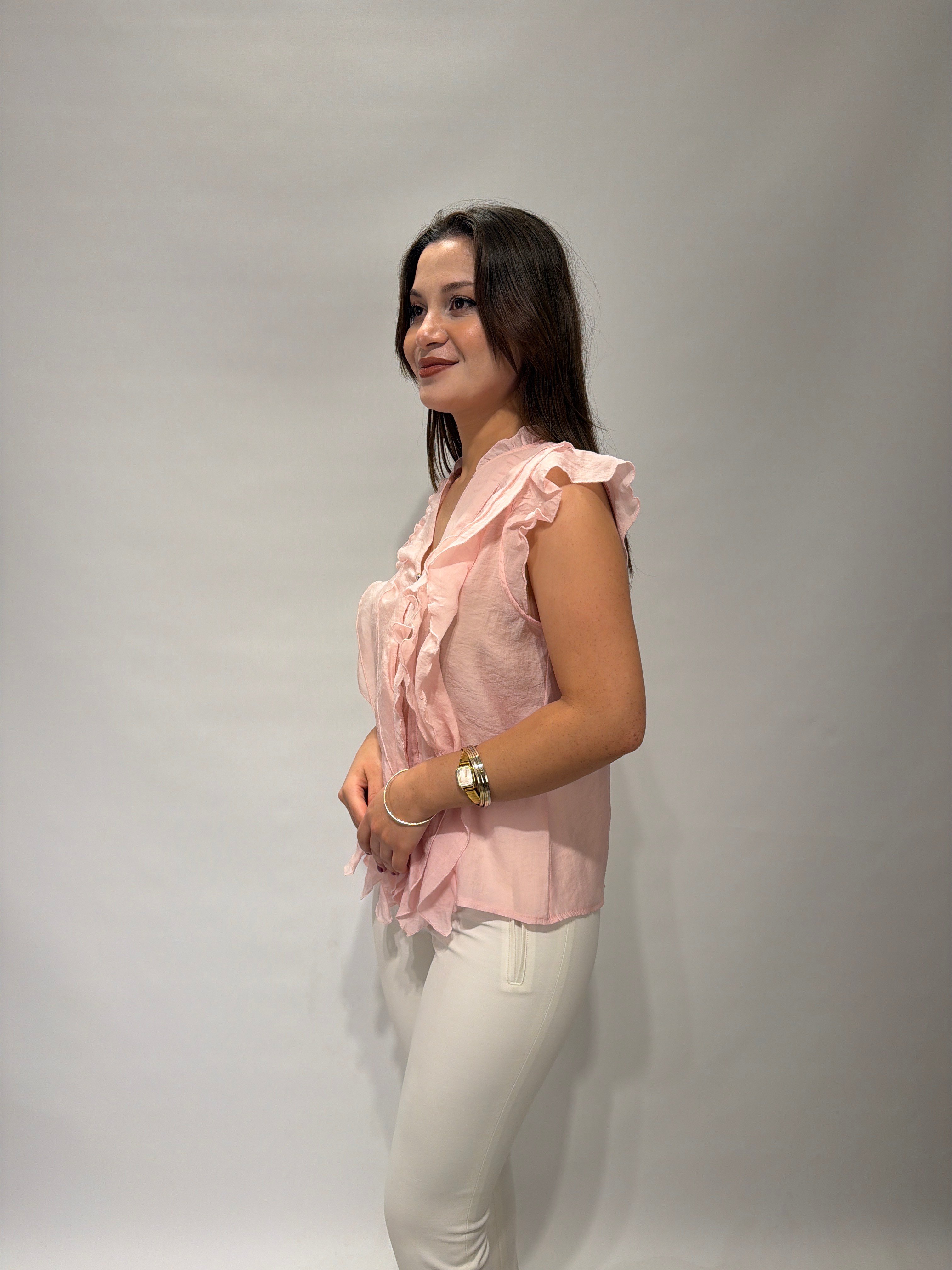 Pembe Fırfırlı Bluz