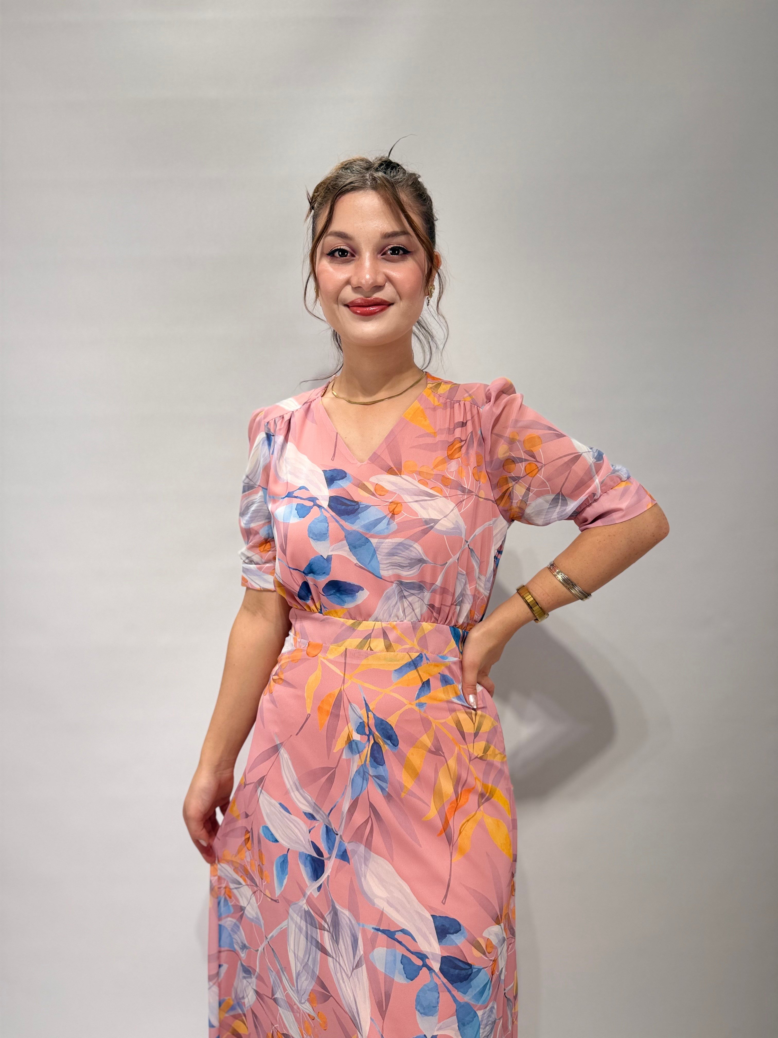 Pembe Şifon Elbise