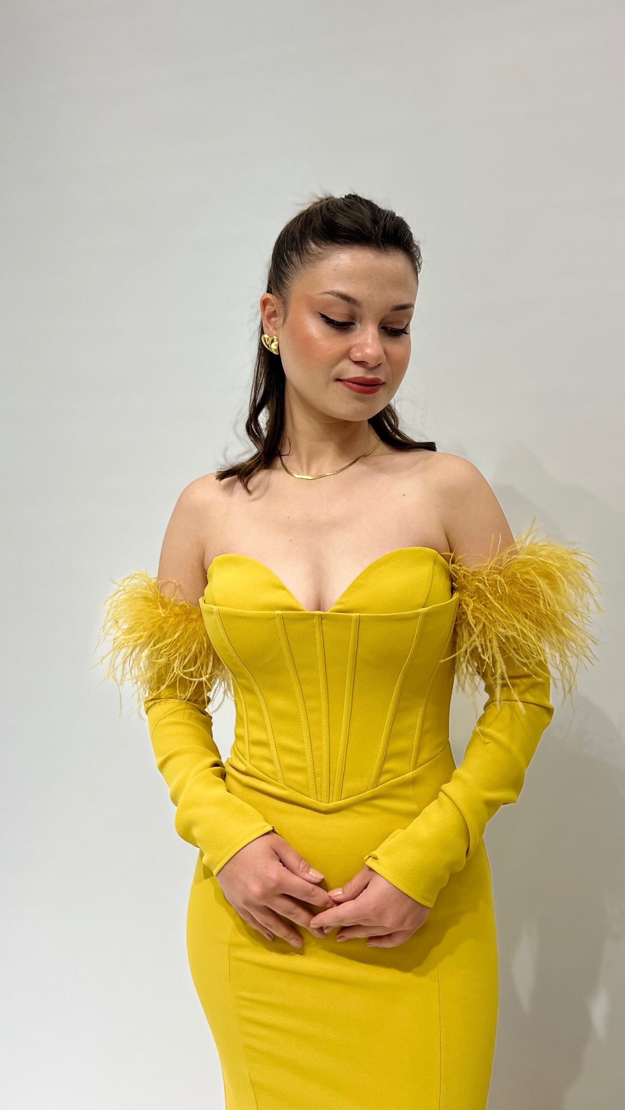 So Lady Kolları Tüy Uzun Abiye
