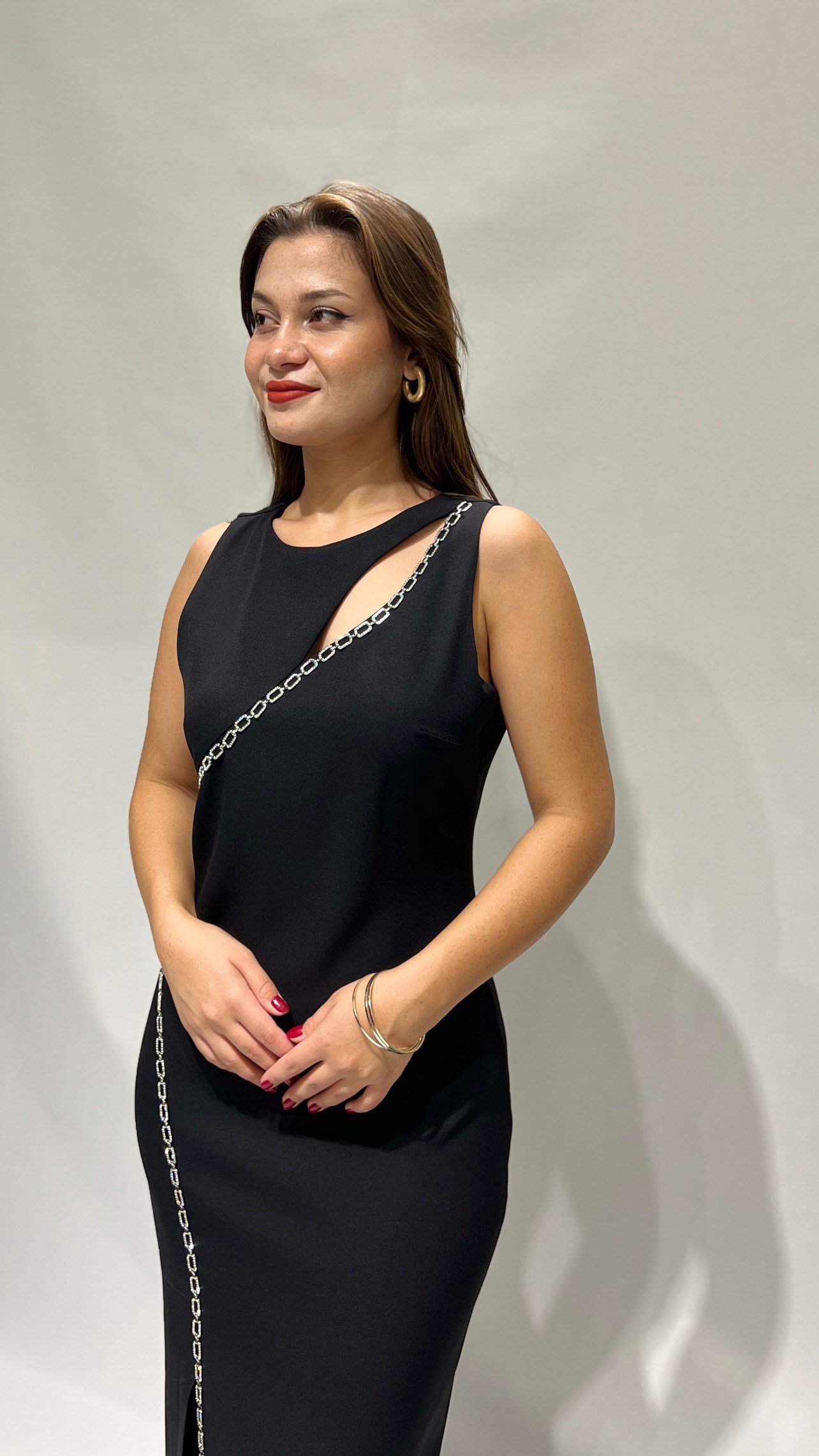 Taş Detaylı Davet Elbise Uzun Abiye