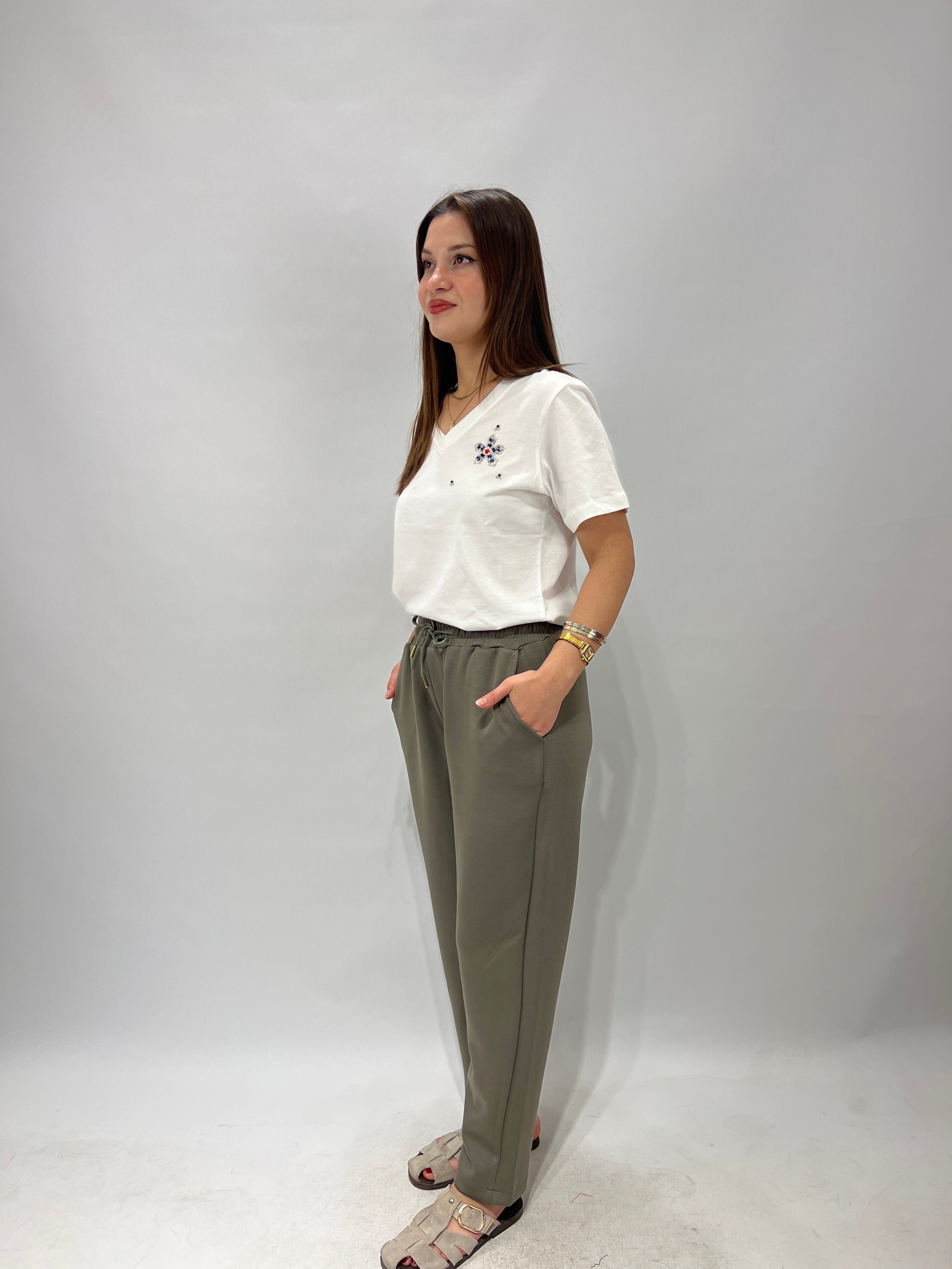 Yeşil Düz Paça Pantolon Eşofman
