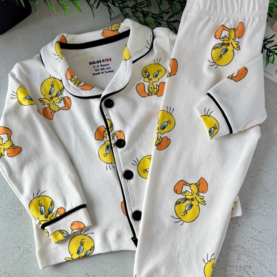 2-6 YAŞ ARASI CİVCİV DESENLİ %100 COTTON PİJAMA TAKIMI