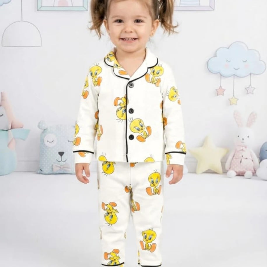 2-6 YAŞ ARASI CİVCİV DESENLİ %100 COTTON PİJAMA TAKIMI