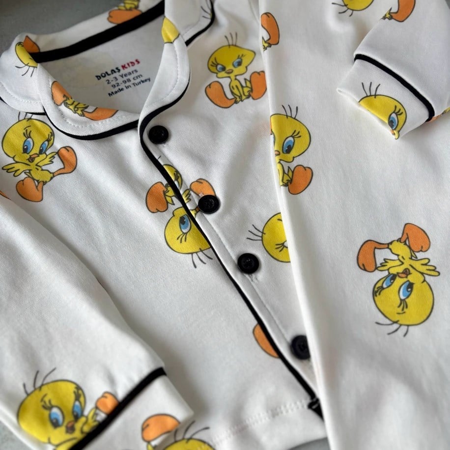 2-6 YAŞ ARASI CİVCİV DESENLİ %100 COTTON PİJAMA TAKIMI