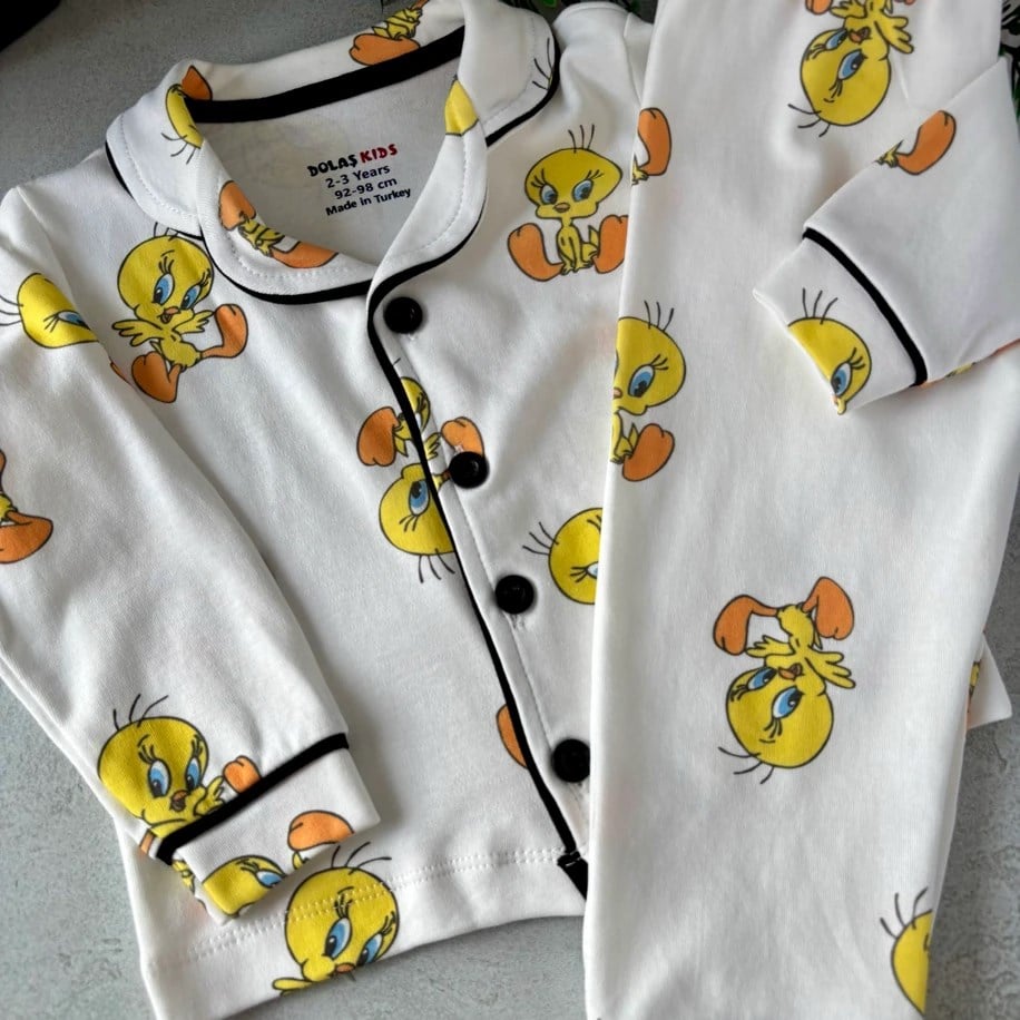 2-6 YAŞ ARASI CİVCİV DESENLİ %100 COTTON PİJAMA TAKIMI