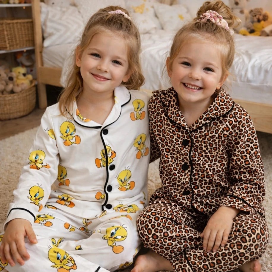 2-6 YAŞ ARASI LEOPAR DESENLİ %100 COTTON PİJAMA TAKIMI