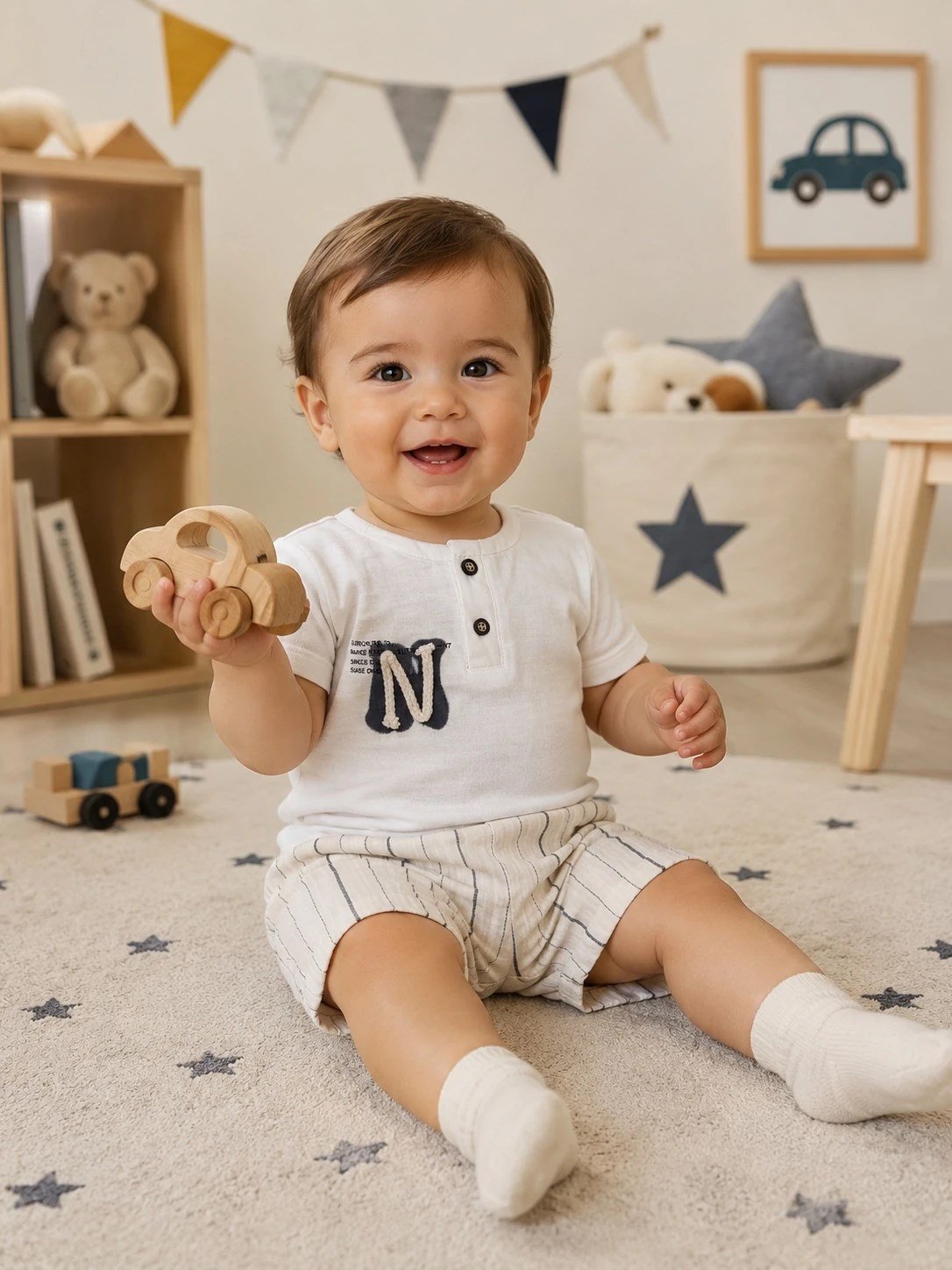 ERKEK BEBEK MUSLİN İKİLİ TAKIM MAVİ