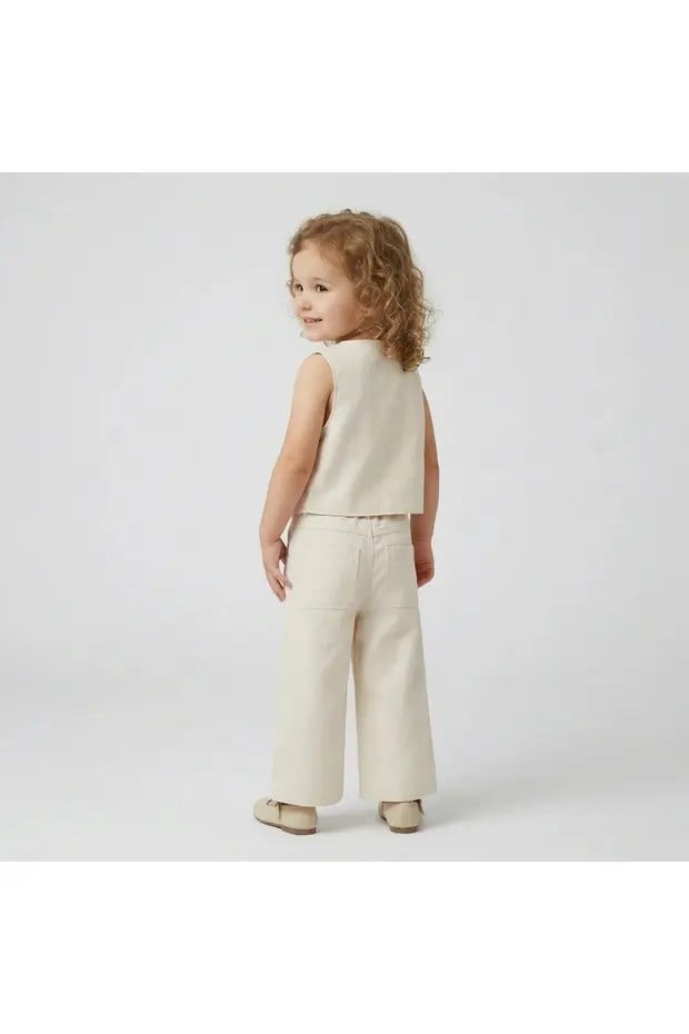 KETEN KİRAZ NAKIŞLI YELEK PANTOLON İKİLİ TAKIM