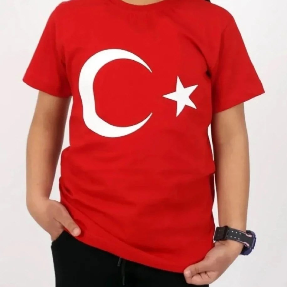 KISA KOLLU TÜRK BAYRAĞI UNİSEX TİŞÖRT