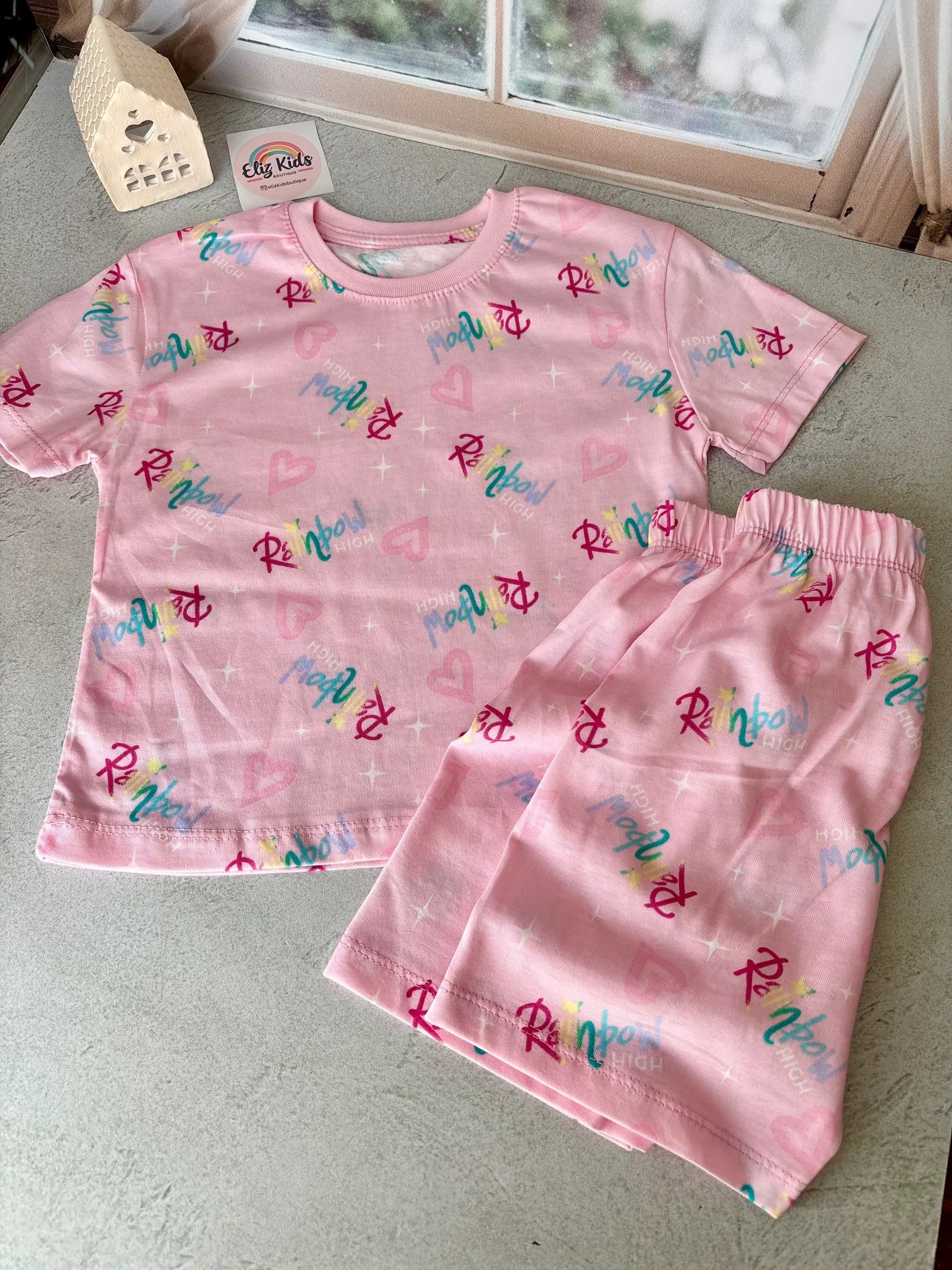 KIZ ÇOCUK PEMBE ŞORTLU PİJAMA TAKIMI