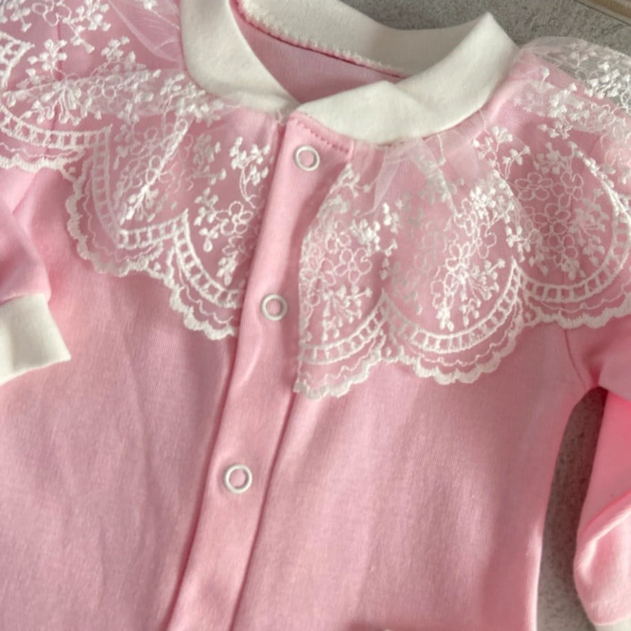 PEMBE TÜL DETAYLI KIZ BEBEK TULUMU