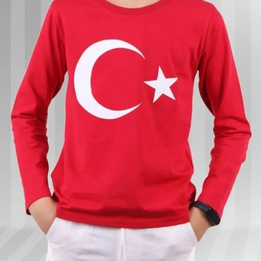 UZUN KOLLU TÜRK BAYRAKLI UNİSEX TİŞÖRT