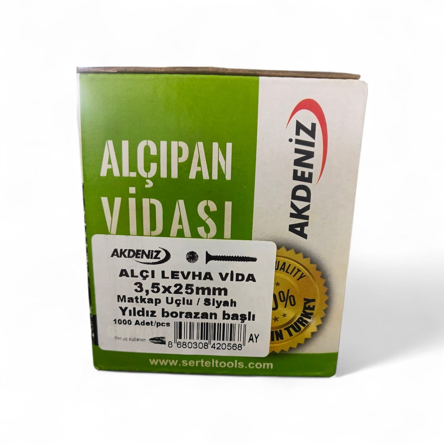 Akdeniz Alçı Levha Vida Matkap Uçlu/Siyah 3.5X25mm Yıldız Borazan Başlı