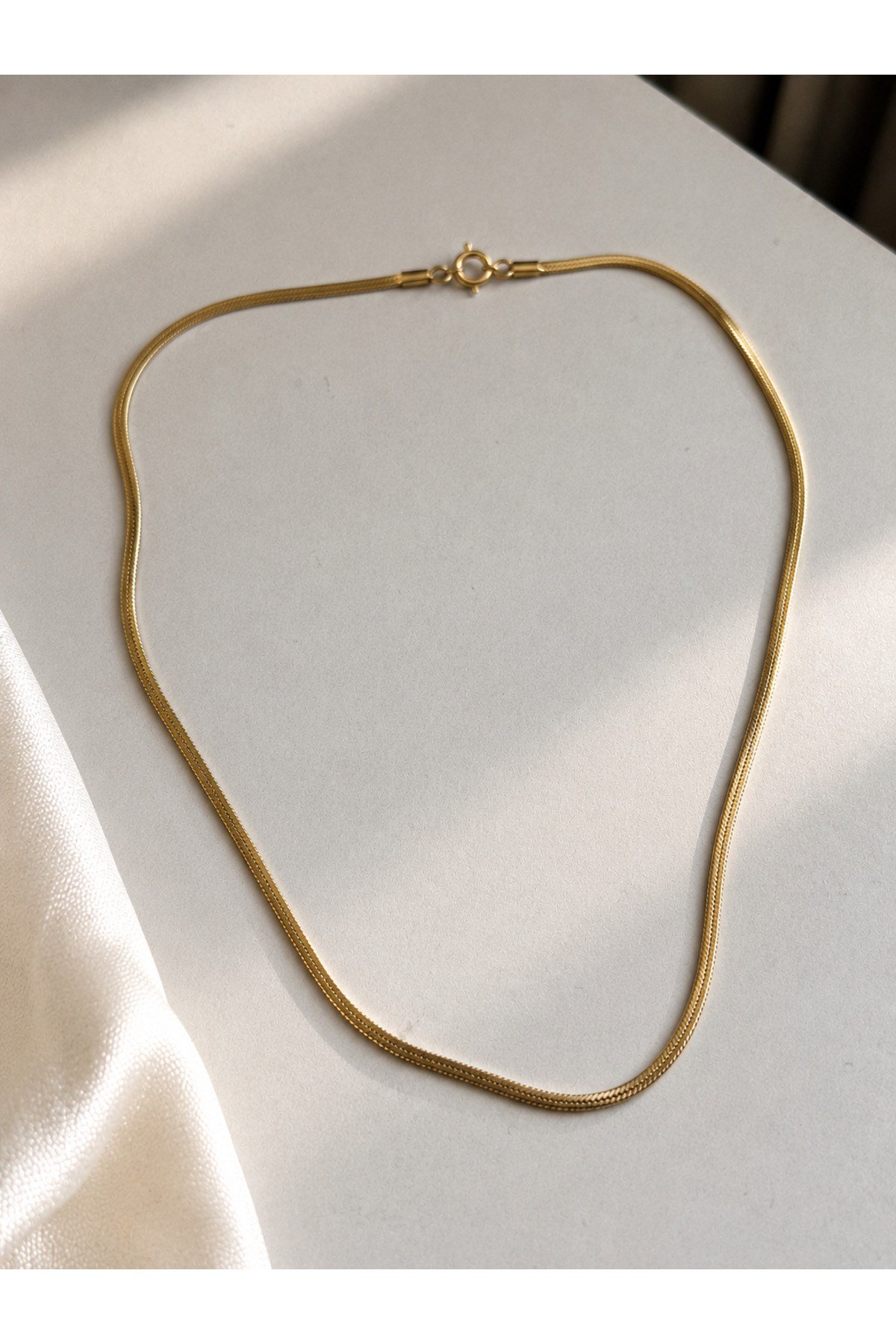 DéMila Elowen Gold Renk İnce Snake İtalyan Zincir Kadın Kolye