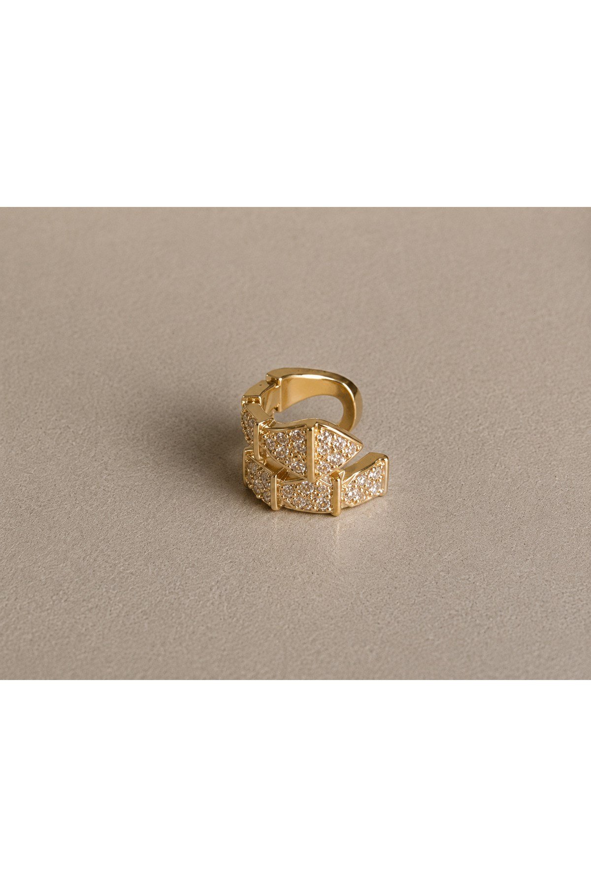 DéMila Premium Valencia Taşlı Gold Kıkırdak Küpe Earcuff