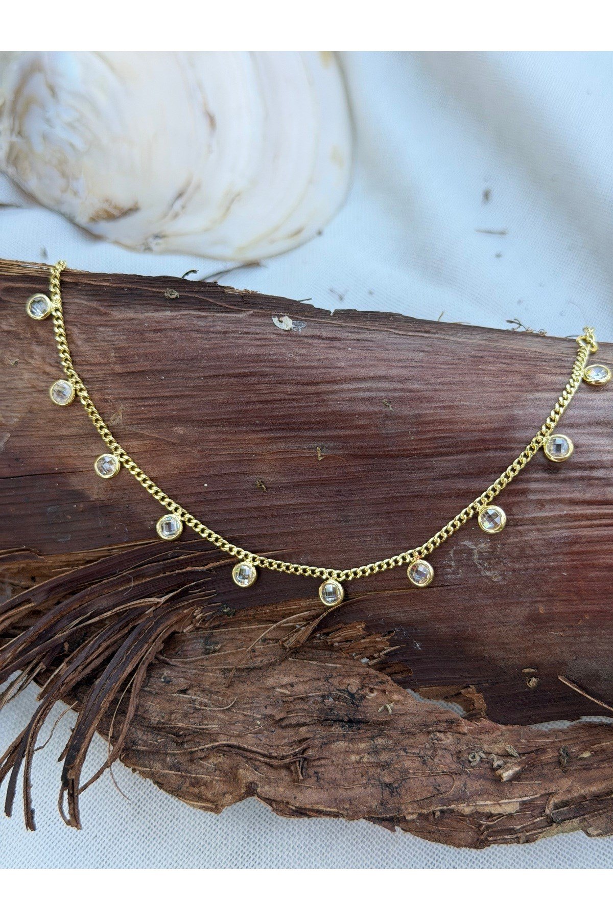 DéMila Étoile Zirkon Taşlı Gold Halhal