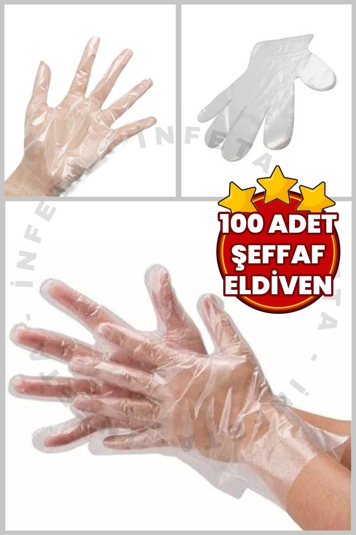 100 Adet Kullan At Şeffaf Eldiven Standart Beden Çok Amaçlı Yemek-Temizlik Eldiveni