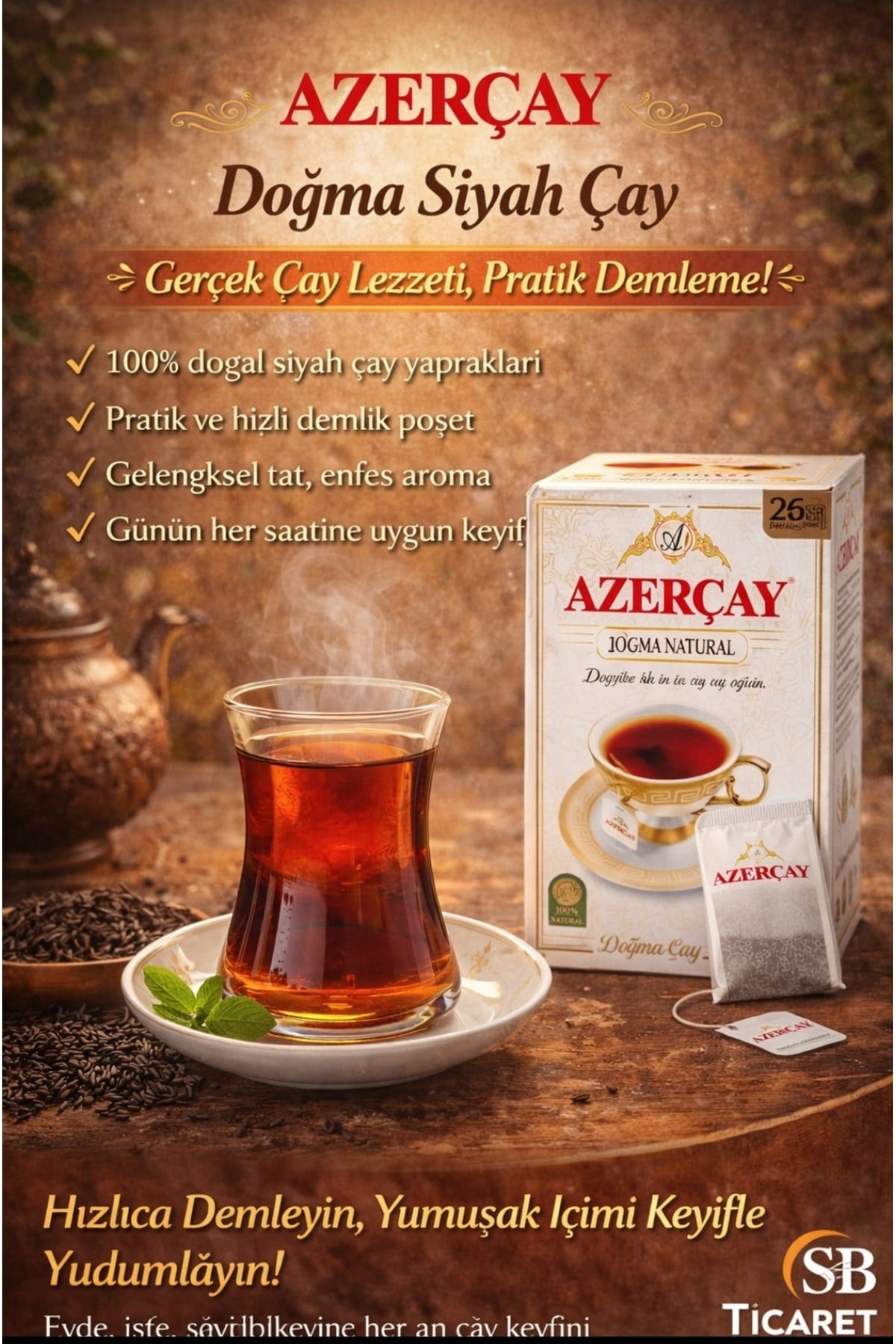 AZERÇAY DOĞMA ÇAY 25 Lİ BARDAK POŞET