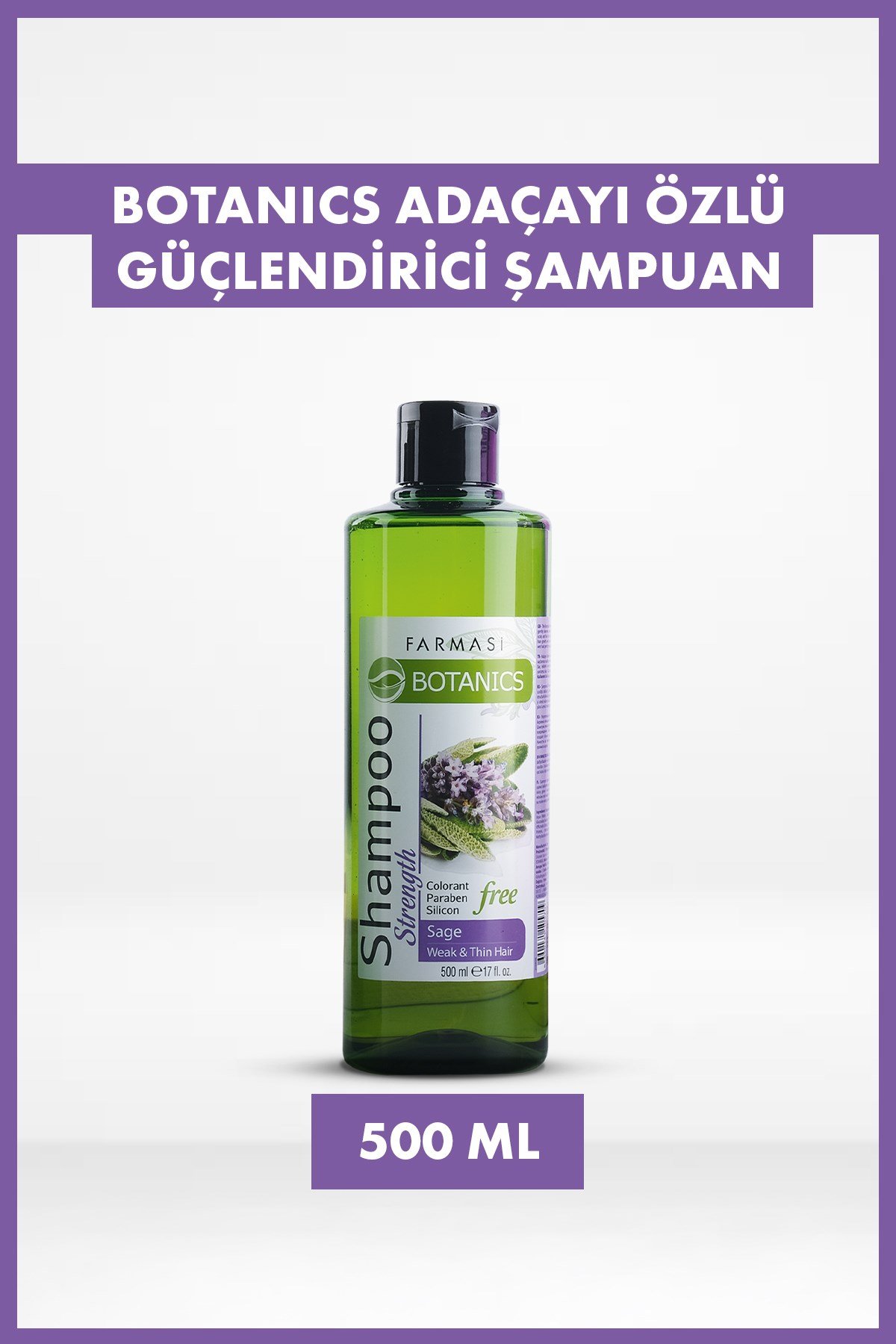 Botanics Adaçayı Özlü Zayıf Saçlar İçin Paraben & Silikon İçermeyen Güçlendirici Şampuan 500ml