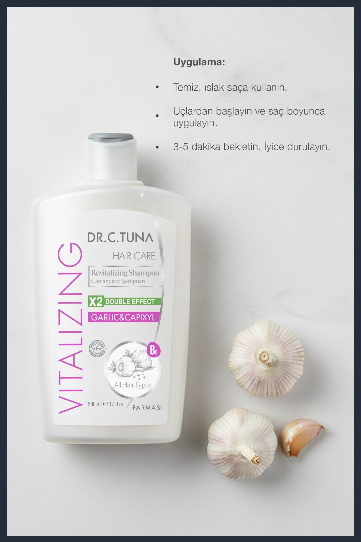 Dr. C. Tuna Vitalizing Sarımsak & Capixyl Koparak Dökülen Saçlar Için Canlandırıcı Şampuan 500 ml