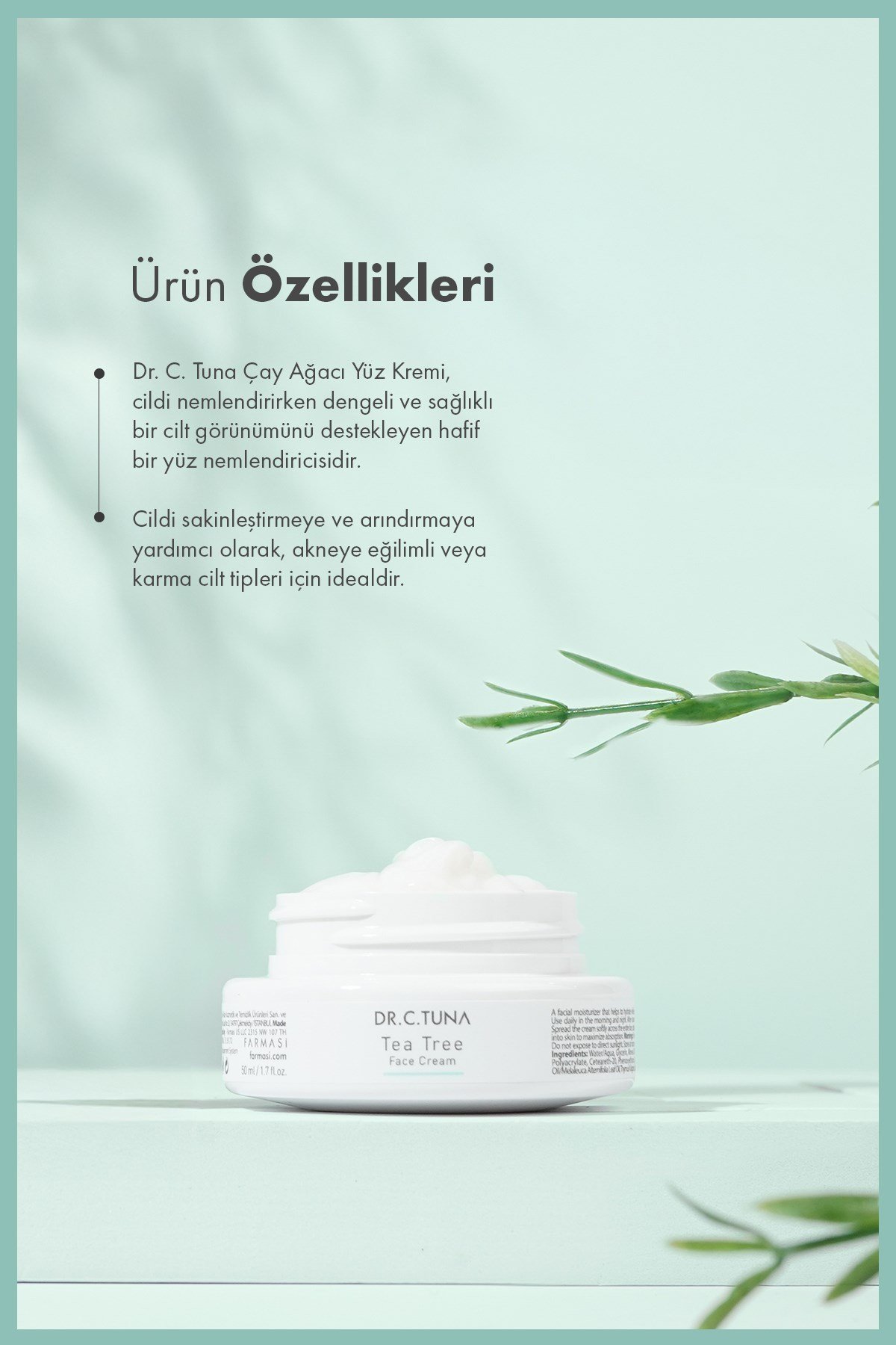 Dr. C. Tuna Çay Ağacı Yağı Nemlendirici Yüz Kremi 50 Ml