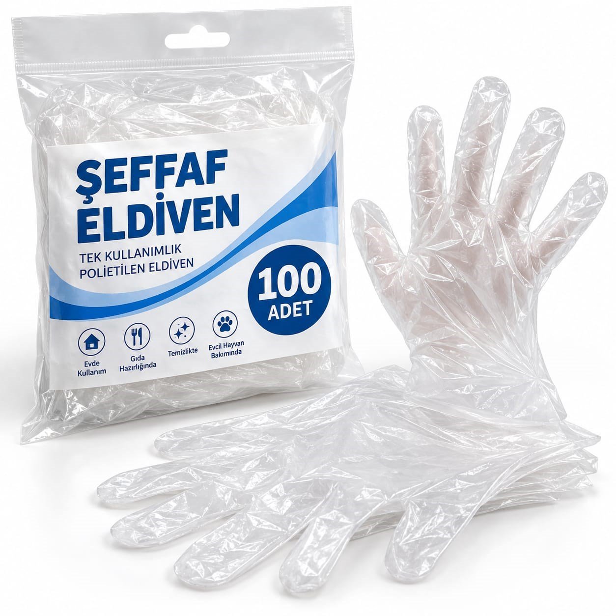 ELDIVEN  KALİTELI  ŞEFFAF PK..100 LÜ*20 PAKET ....2000 ADET 