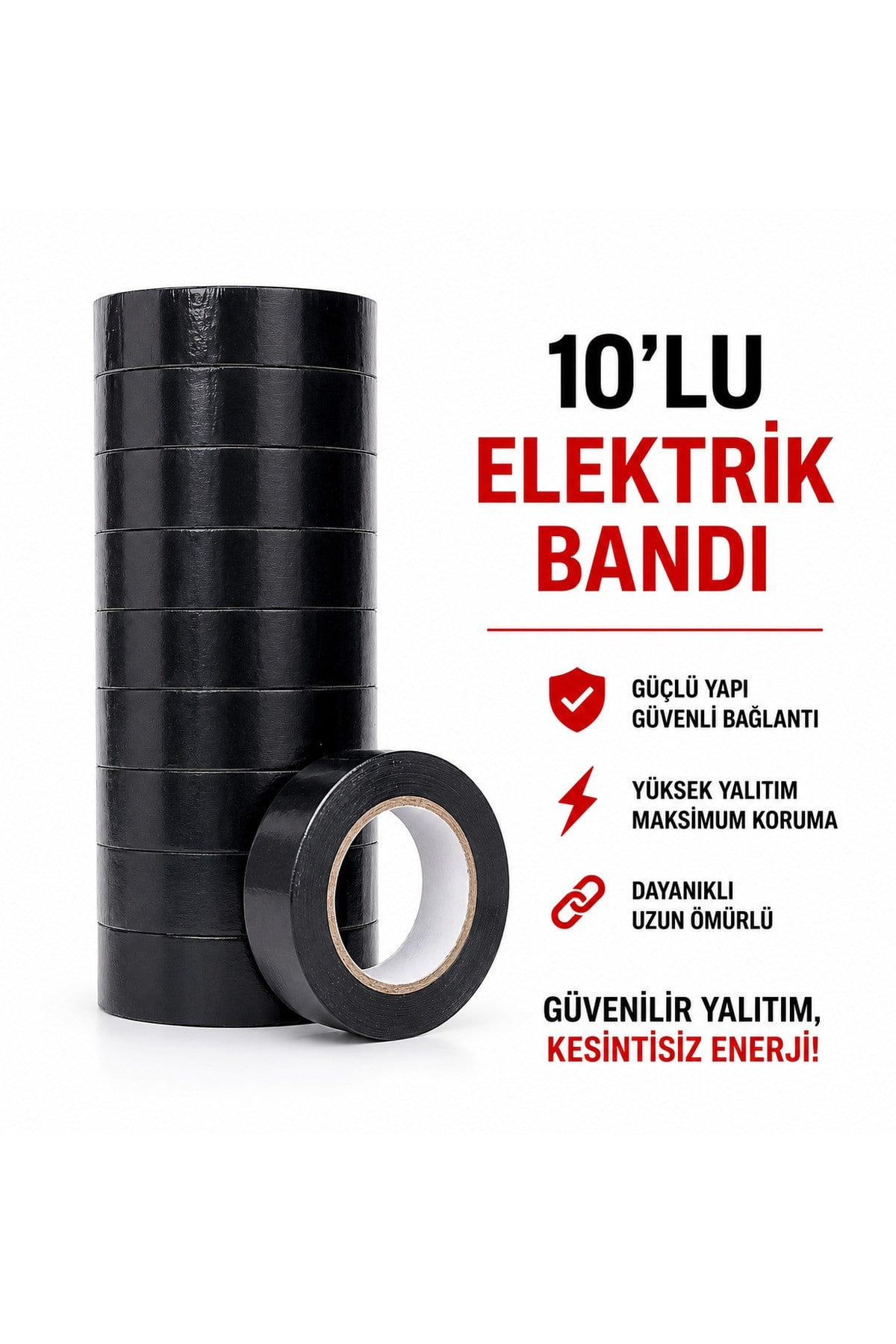 Elektrik Bandı sıyah 10 lu