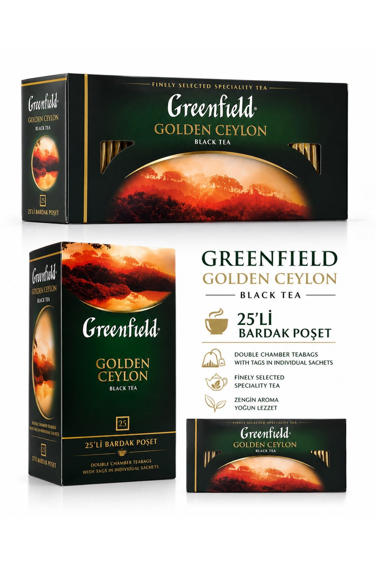 Greenfield Golden Ceylon Siyah Çay 25’li Bardak Poşet – Yoğun Aromalı Demlik Çay